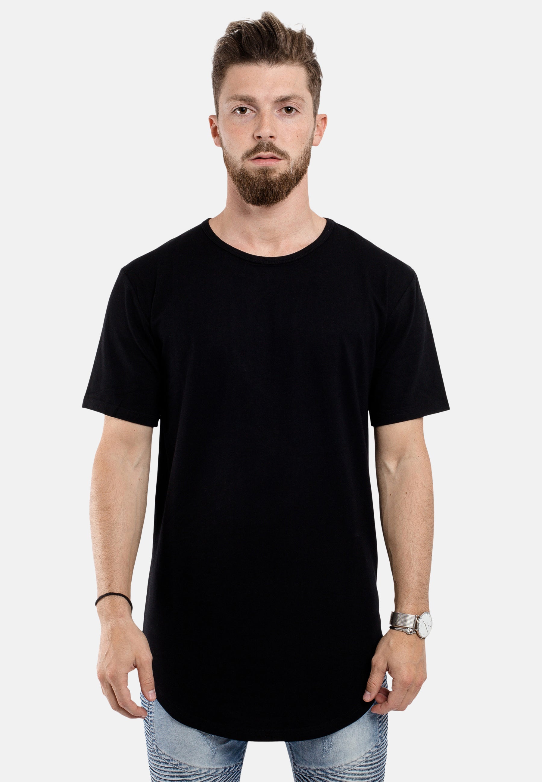 Blackskies T-Shirt Base A Maniche Lunghe Uomo - Modello Baseball Longshirt Con Maniche Corte Raglan E Ricamo, Vestibilità Perfetta