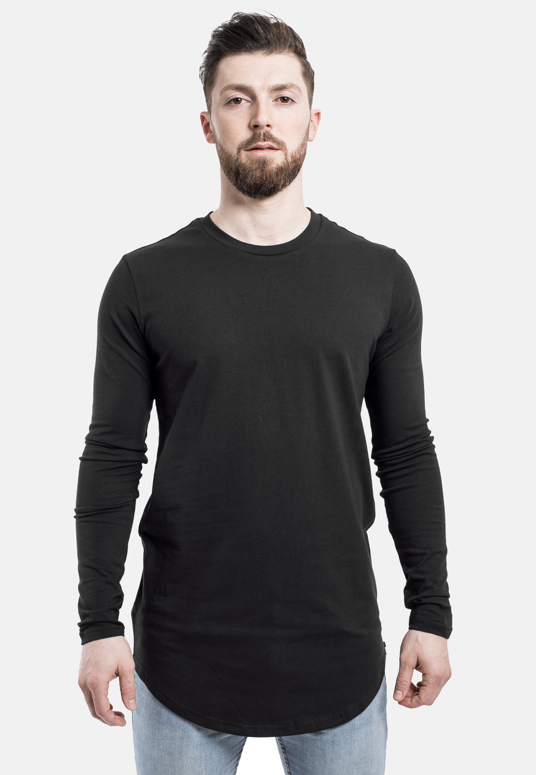 Side Zip Long Sleeve Longline T-Shirt Black - Blackskies | Premium
