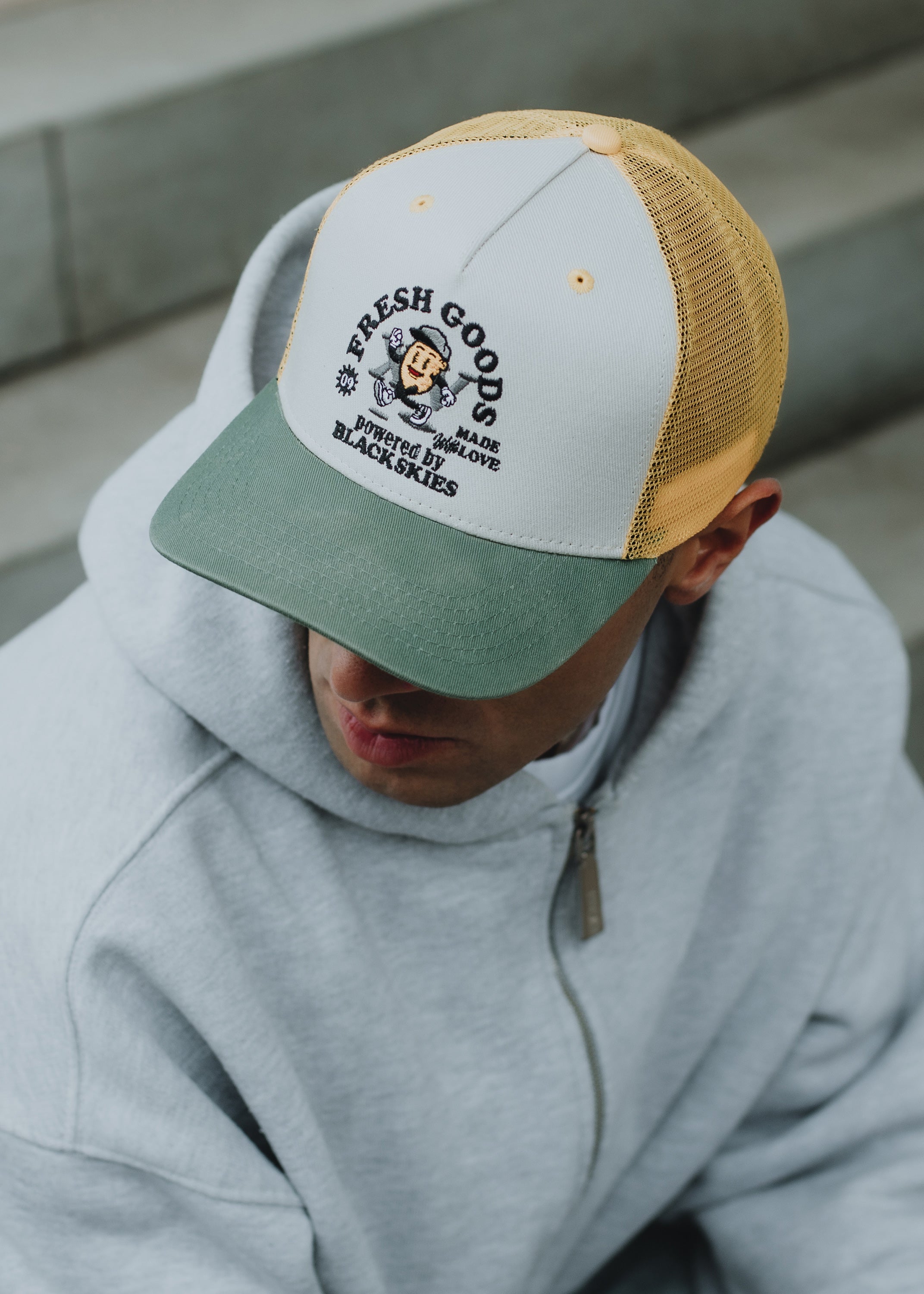 Blackskies Trucker Caps Lemon Anniversary Fresh Goods Yellow White Green Mesh