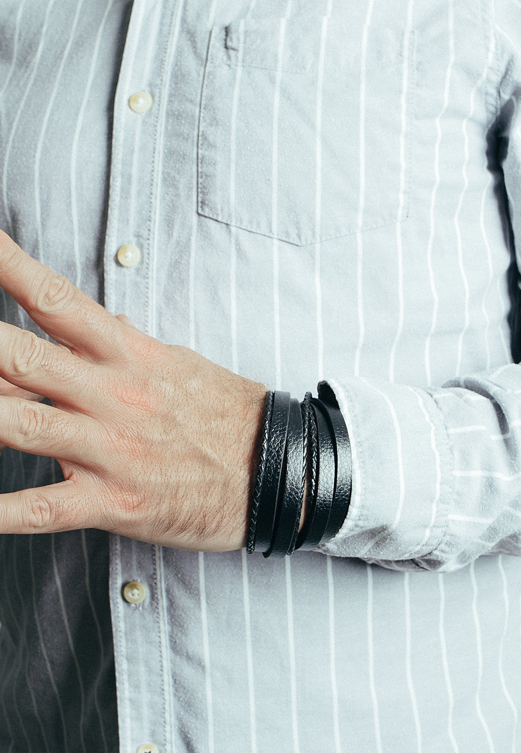 AK-B-DAR-01-Akitsune-Dark-Matter-Synthetic-Leather-Bracelet-Matte-Black-Black-Model-3