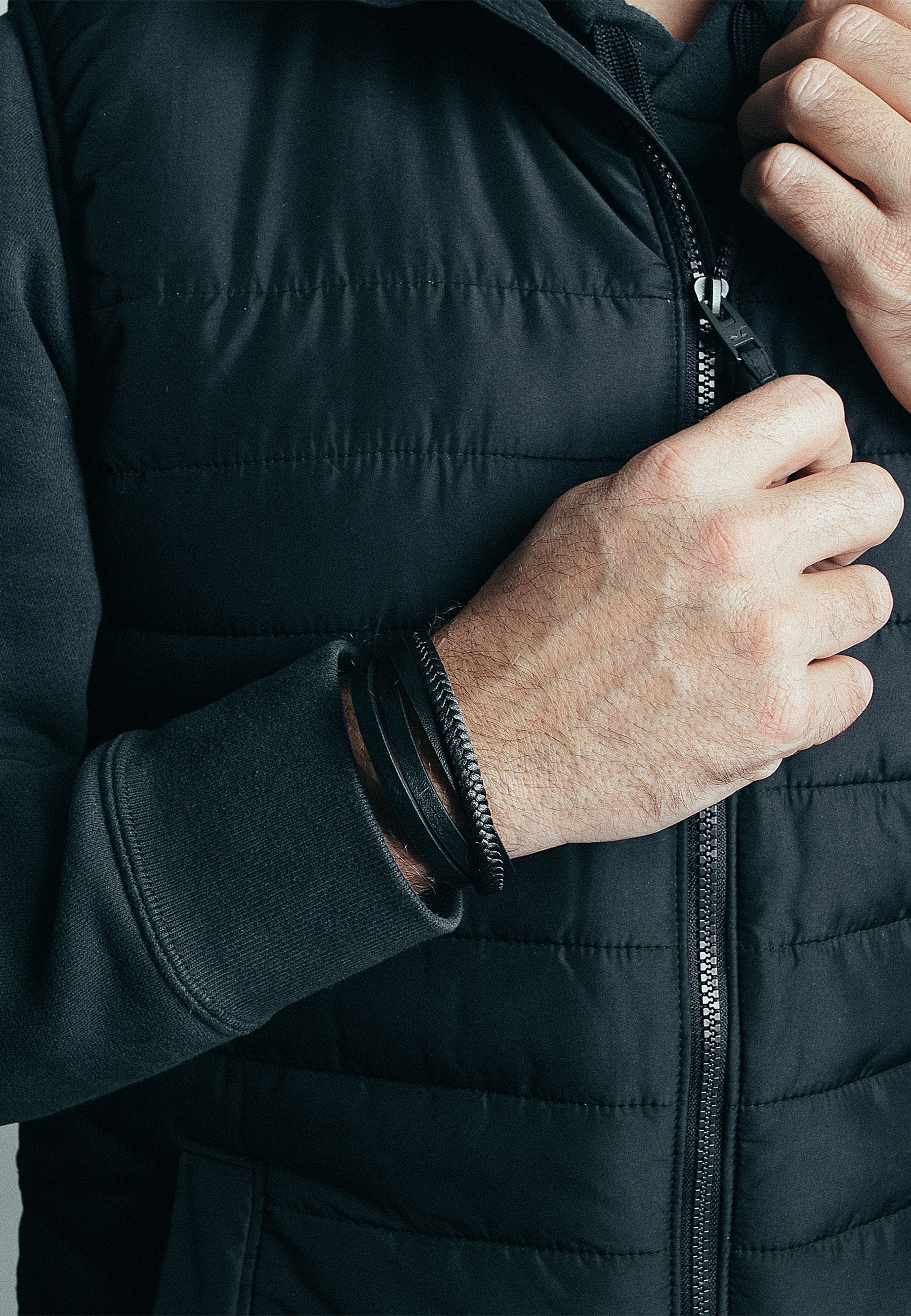 AK-B-PAT-01-Akitsune-Pathfinder-Synthetic-Leather-Bracelet-Matte-Black-Black-Model-5