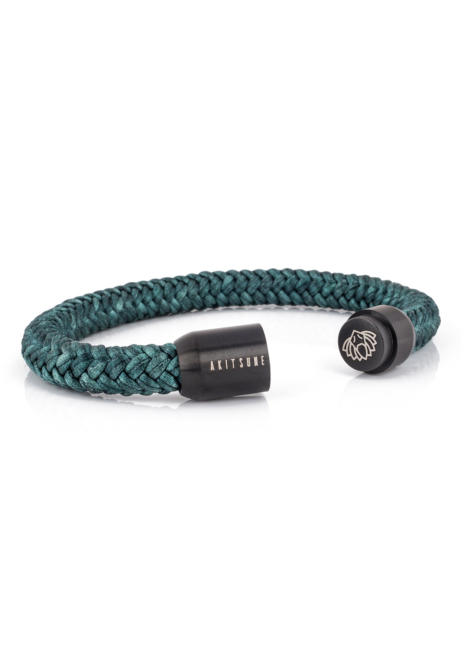 AK-B-POR-11-Akitsune-Portus-Nautical-Rope-Bracelet-Matte-Black-Green-Magnet