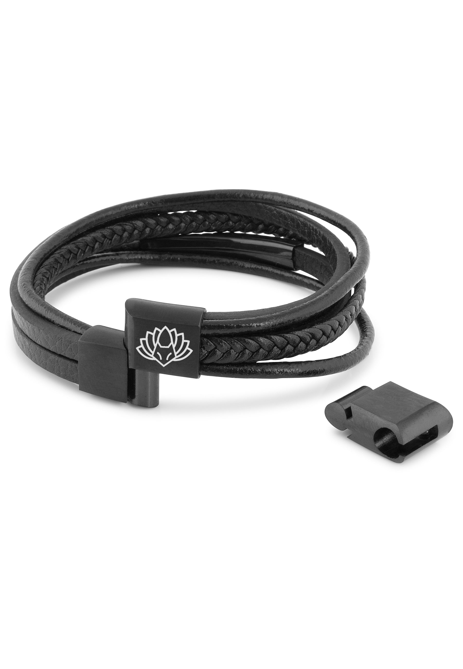 AK-B-PUN-01-Akitsune-Punisher-Synthetic-Leather-Bracelet-Matte-Black-Black-ClaspqN4RH191ARg2m