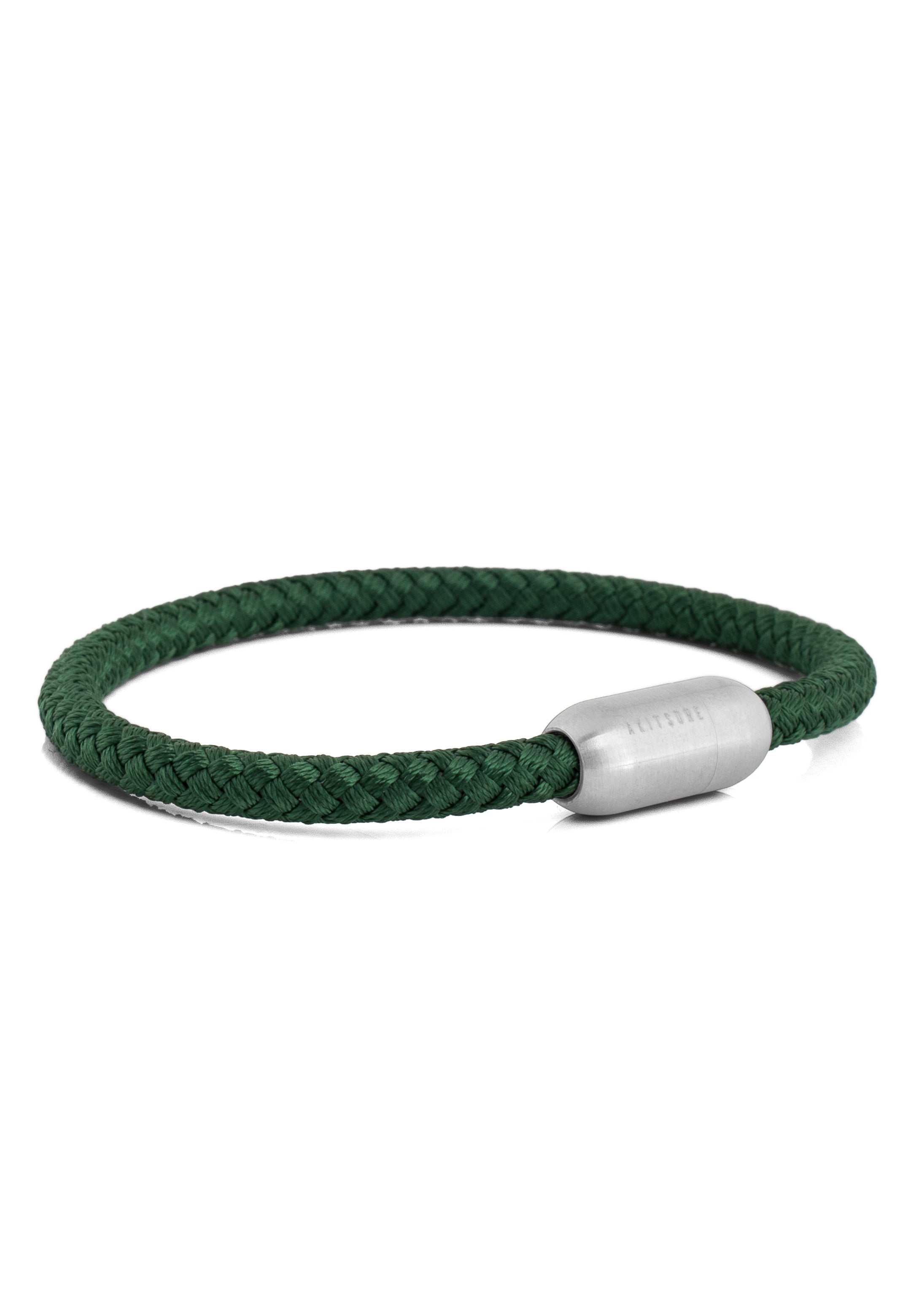 AK-B-SILV-19-Akitsune-Silva-Nylon-Bracelet-Silver-Green-Front