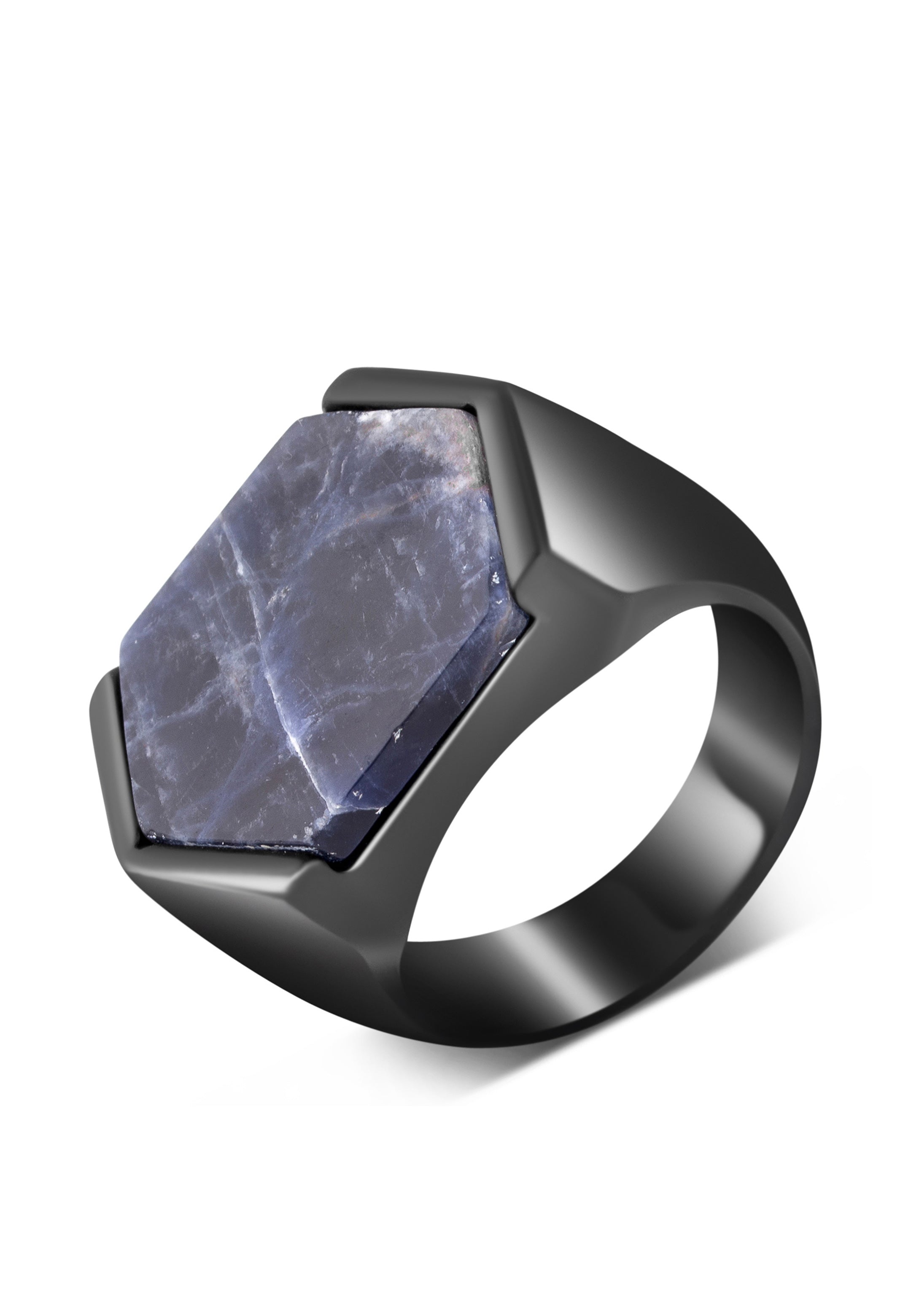 Akitsune-Abyssum-Ring-Matte-Black-Blue-Vein-Stone