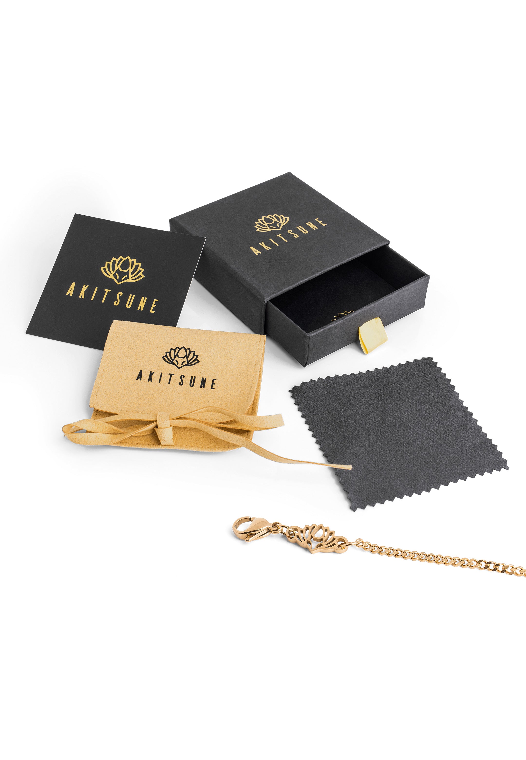 Akitsune-Cuban-Chain-Bracelet-Gold-2mm-Lobster-Gift-Box