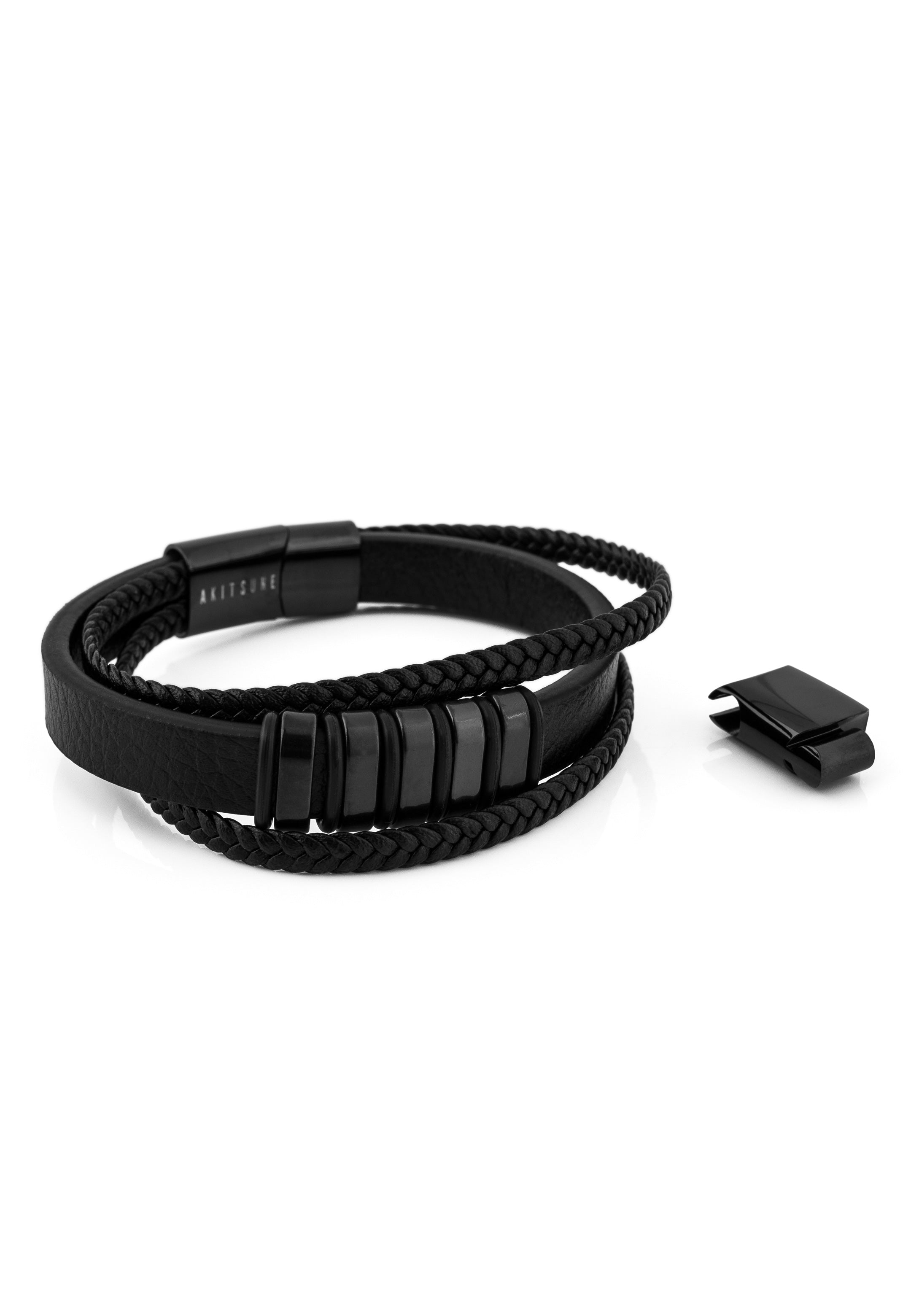 Akitsune-Fabula-Leather-Bracelet-Black-Black-Mens-2