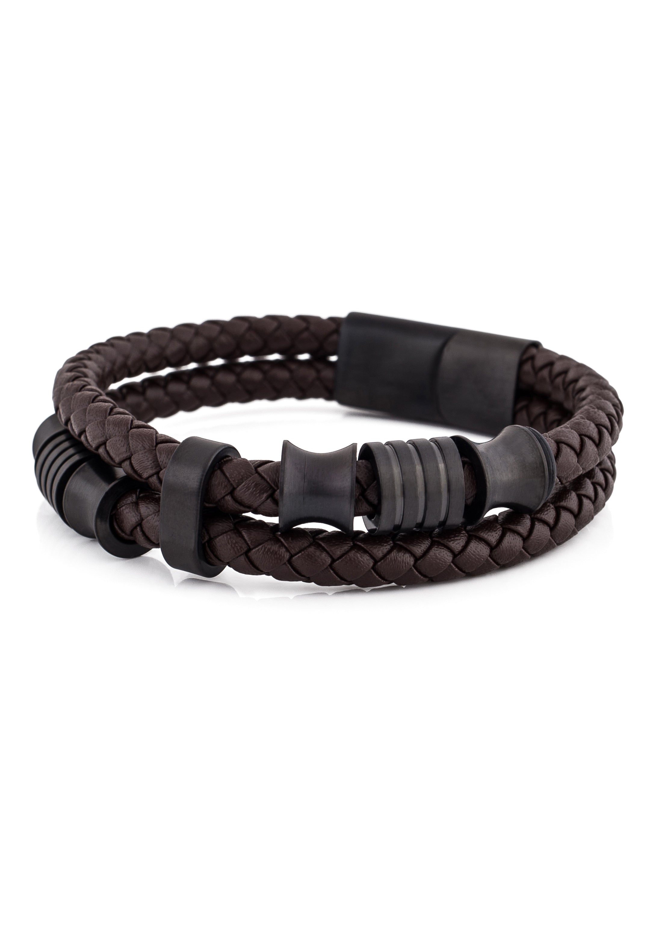 Akitsune-Gracilitas-Leather-Bracelet-Matte-Black-Brown-Back