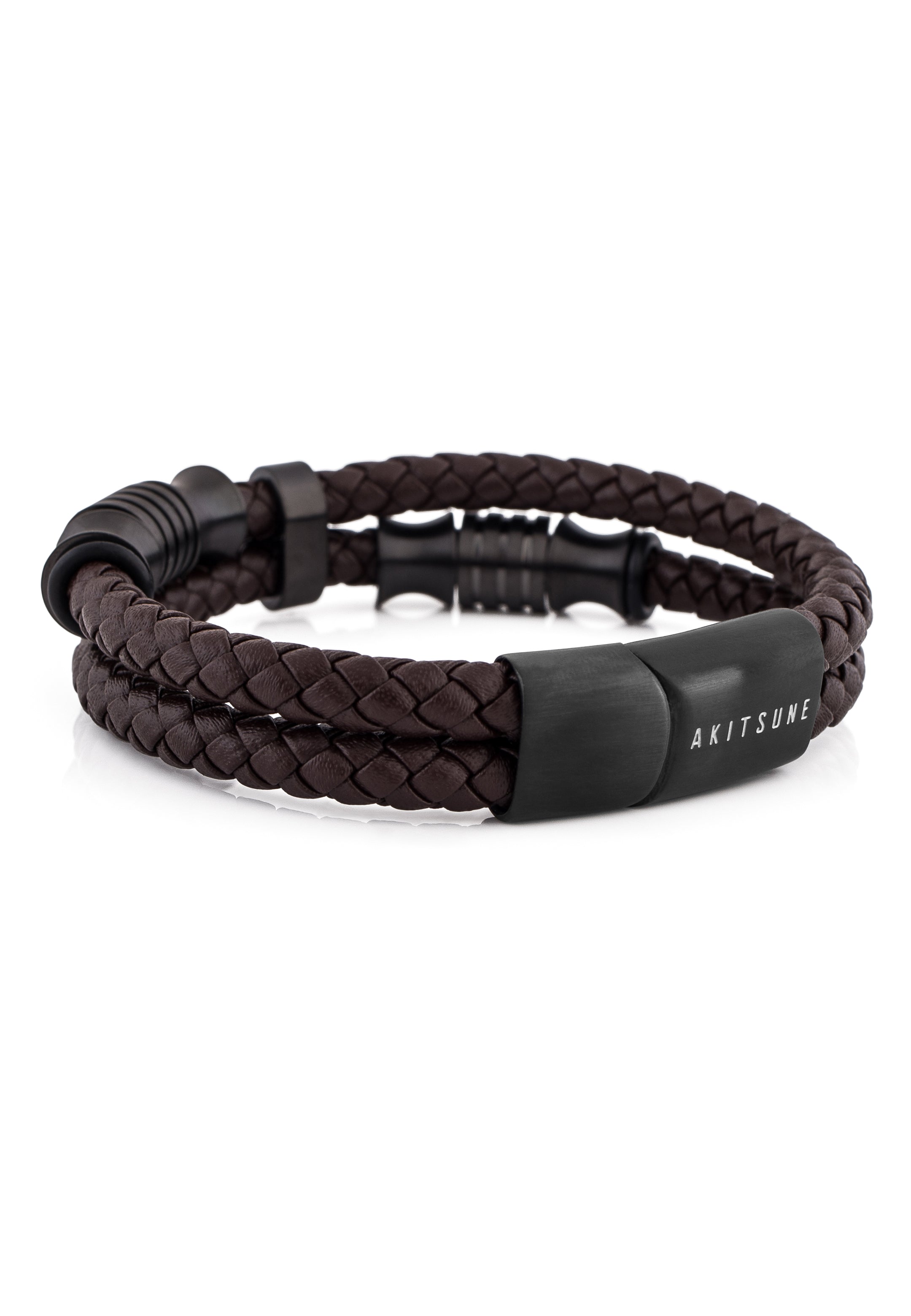 Akitsune-Gracilitas-Leather-Bracelet-Matte-Black-Brown-Clasp-Detail