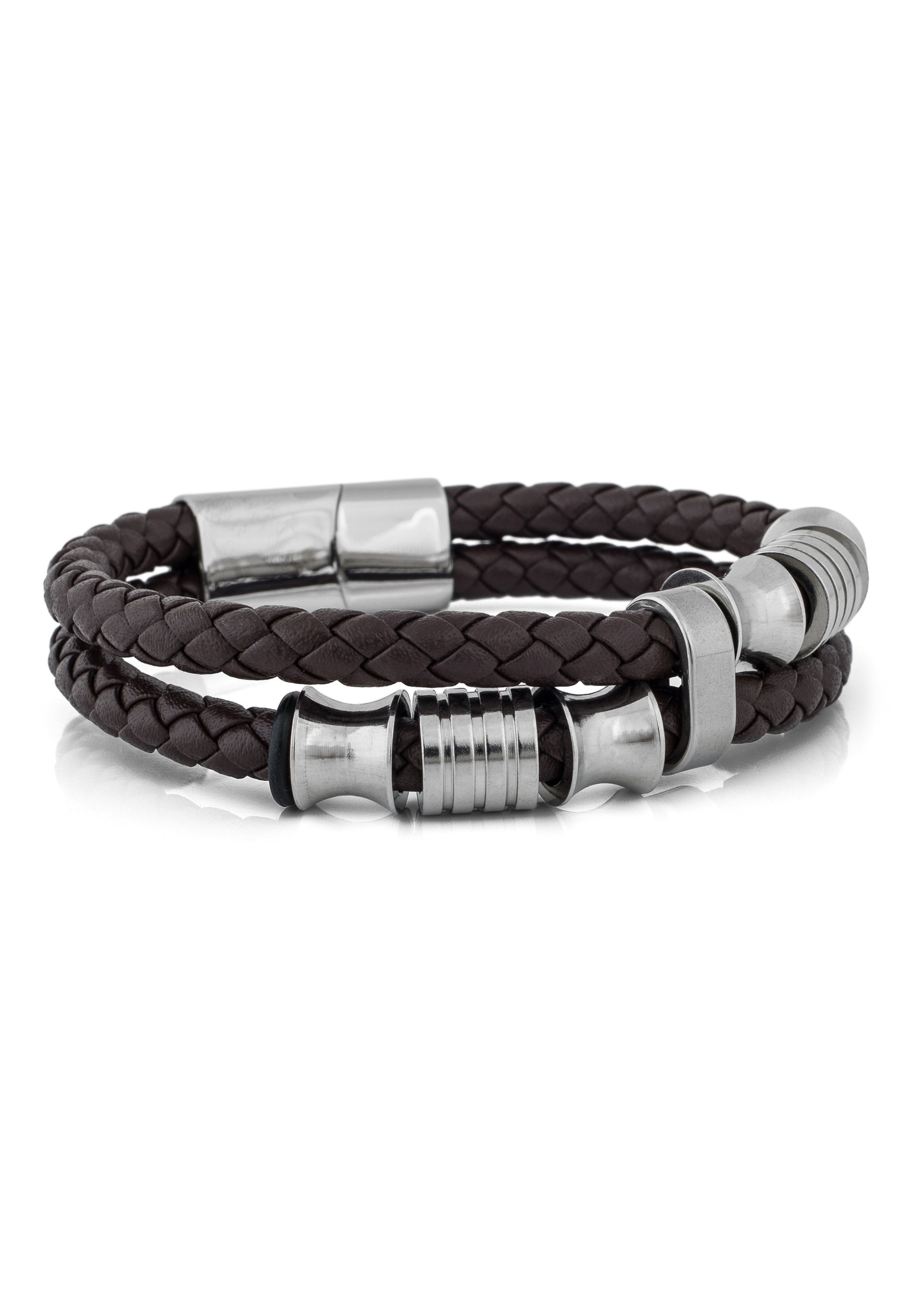 Akitsune-Gracilitas-Leather-Bracelet-Silver-Brown-Back