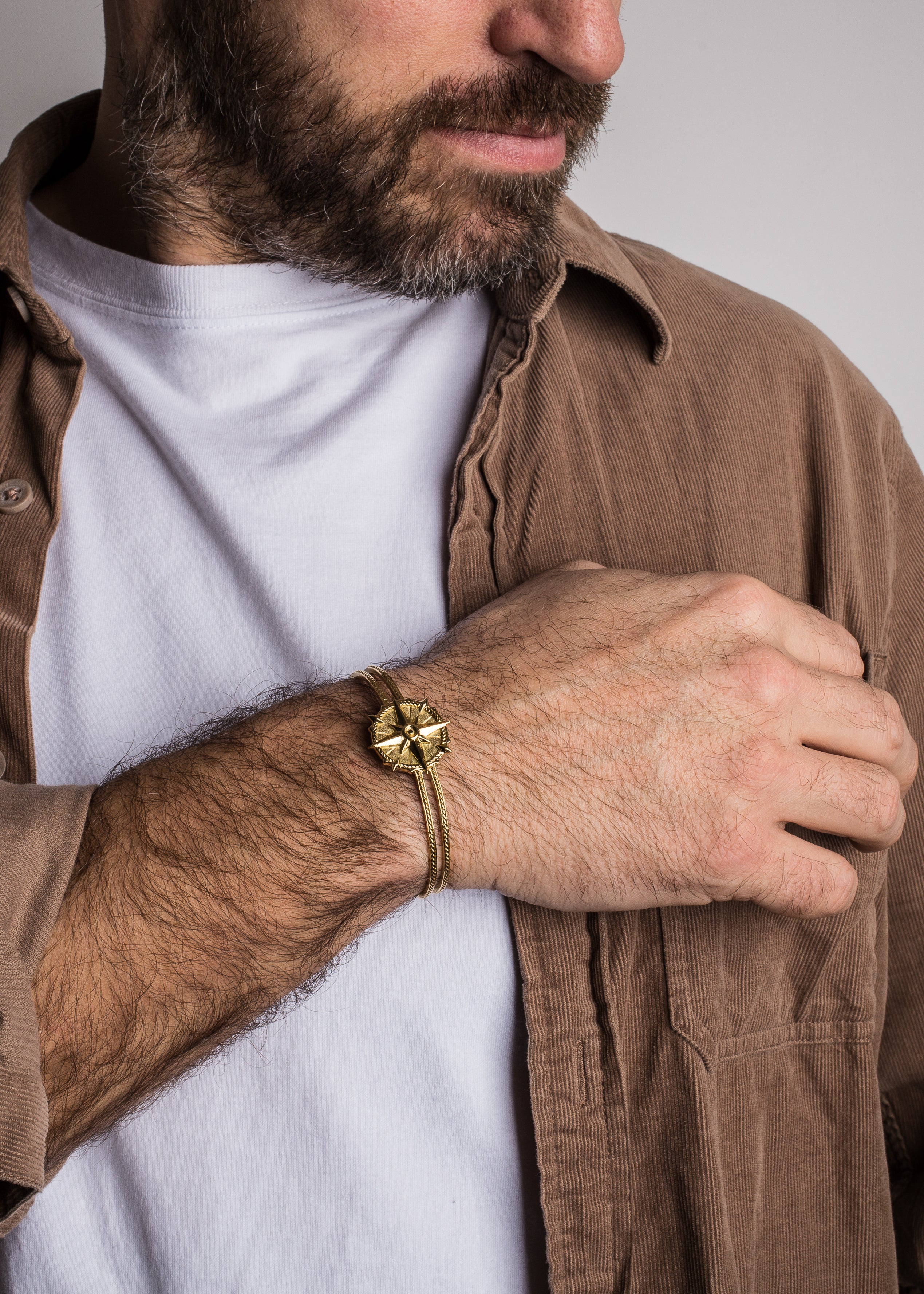 Akitsune-Guidance-Bangle-Gold-Compass-North-Star-Model-1