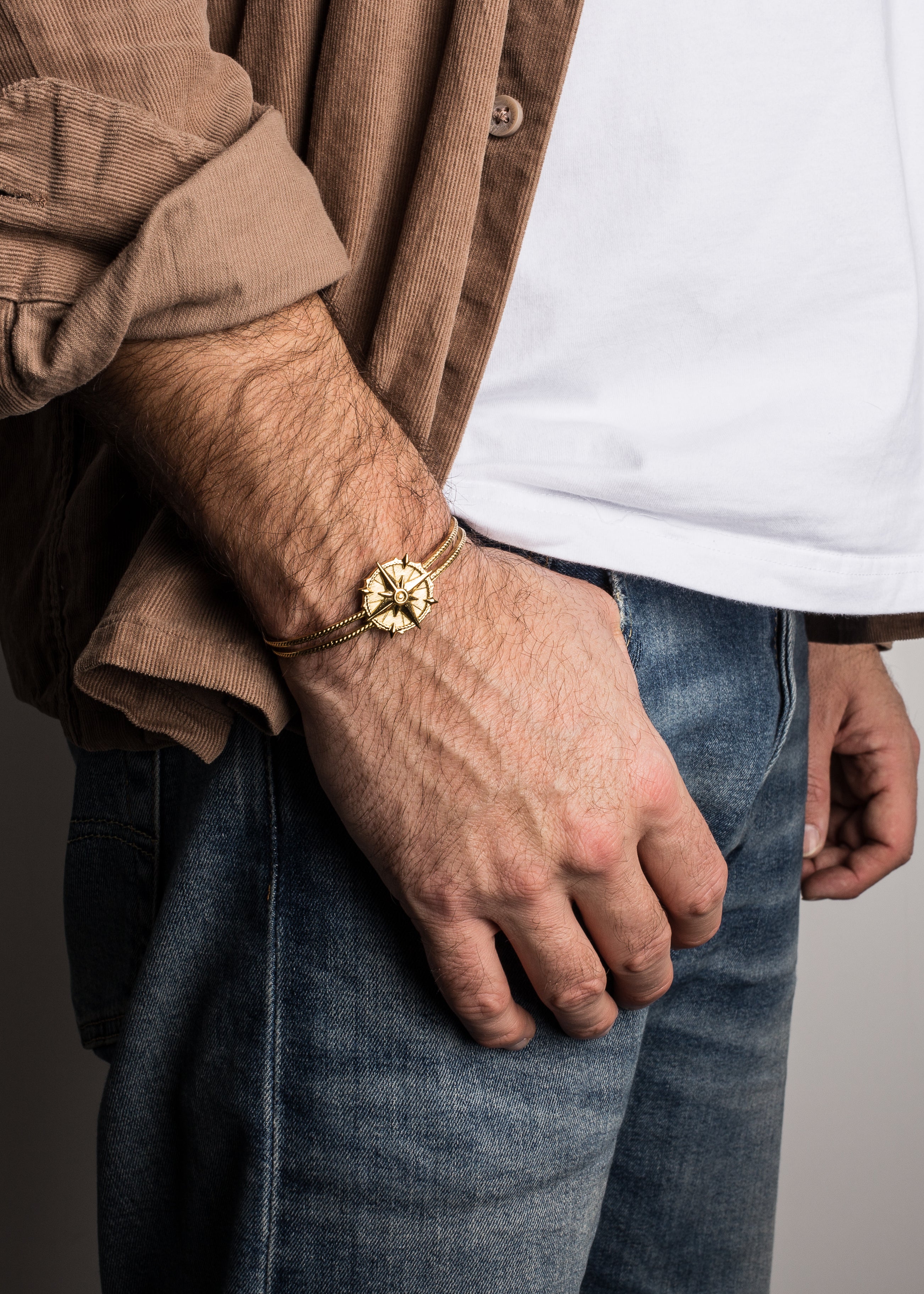 Akitsune-Guidance-Bangle-Gold-Compass-North-Star-Model-2