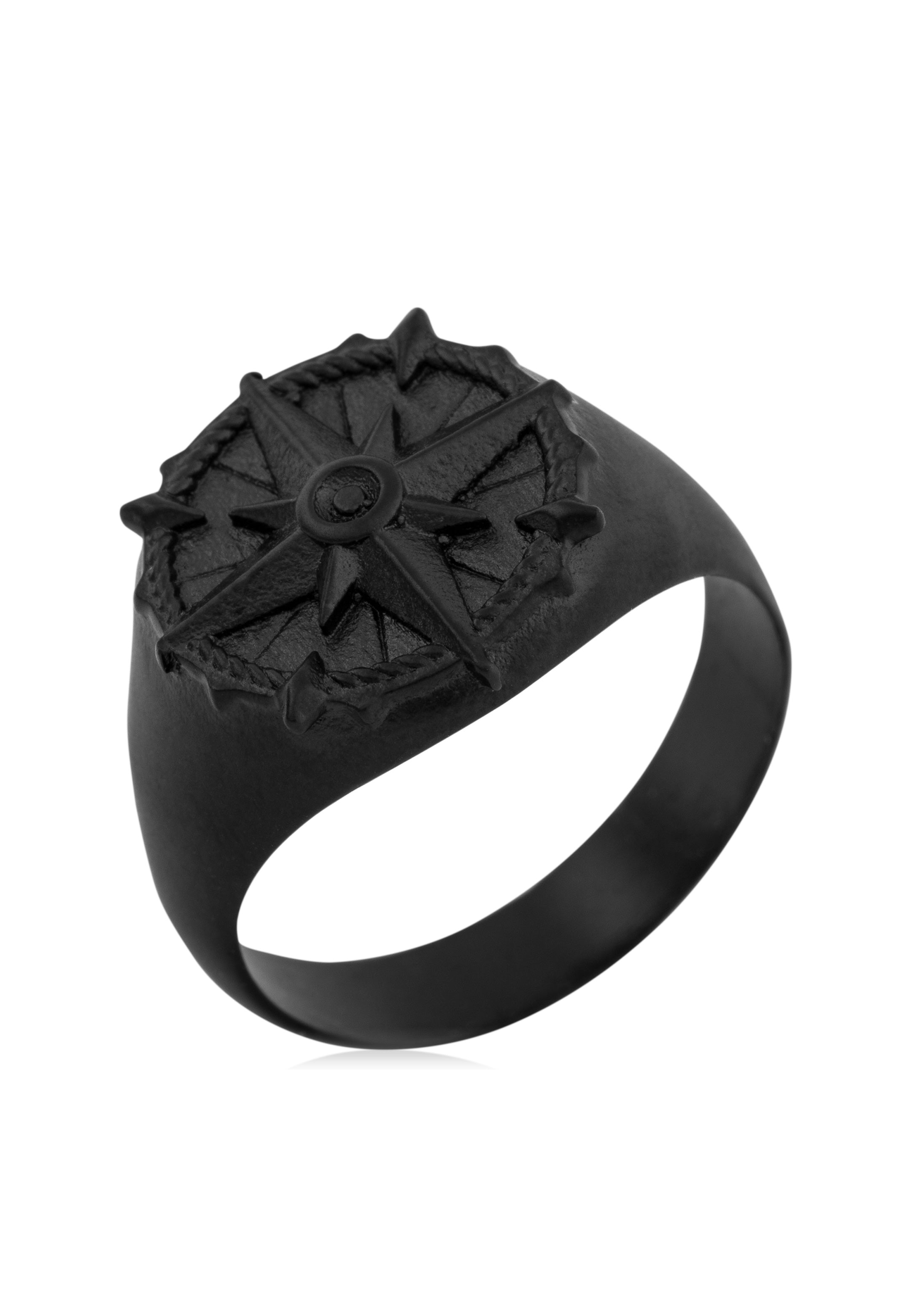 Akitsune-Guidance-Compass-Ring-Matte-Black-Nautical-Sea-Map-High