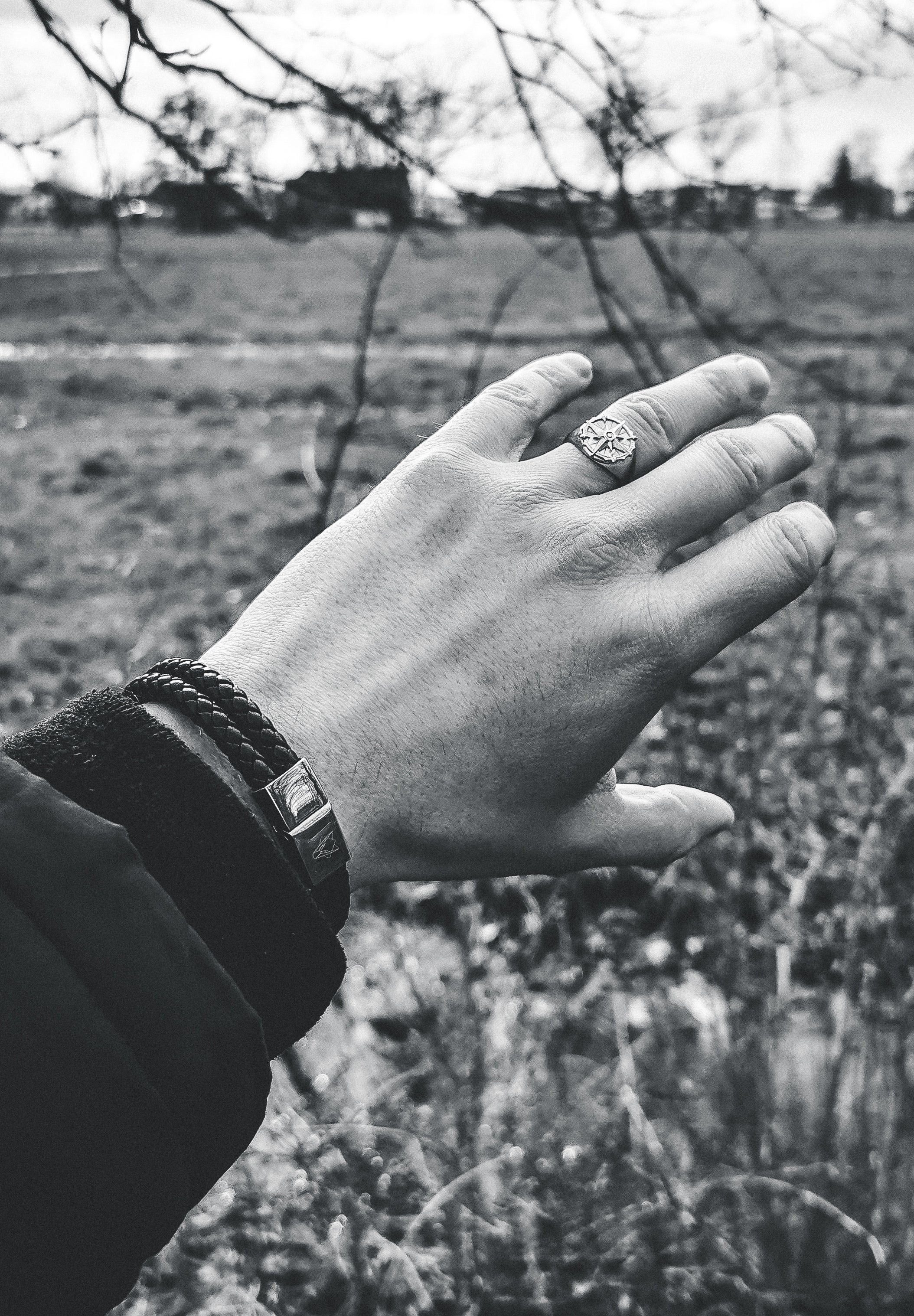 Akitsune Guidance Ring Silver Compass North Star Model