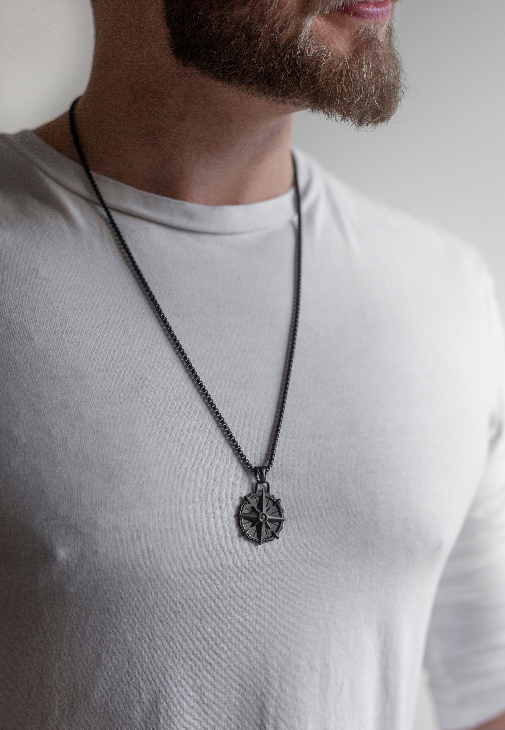 Akitsune-Guidance-Pendant-Black-North-Star-Compass-Necklace-Model-2