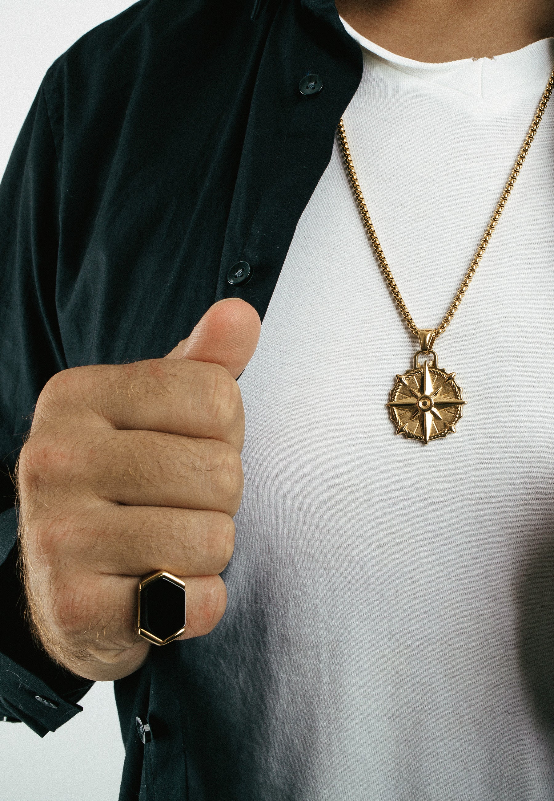 Akitsune-Guidance-Pendant-Gold-North-Star-Compass-Necklace-Model