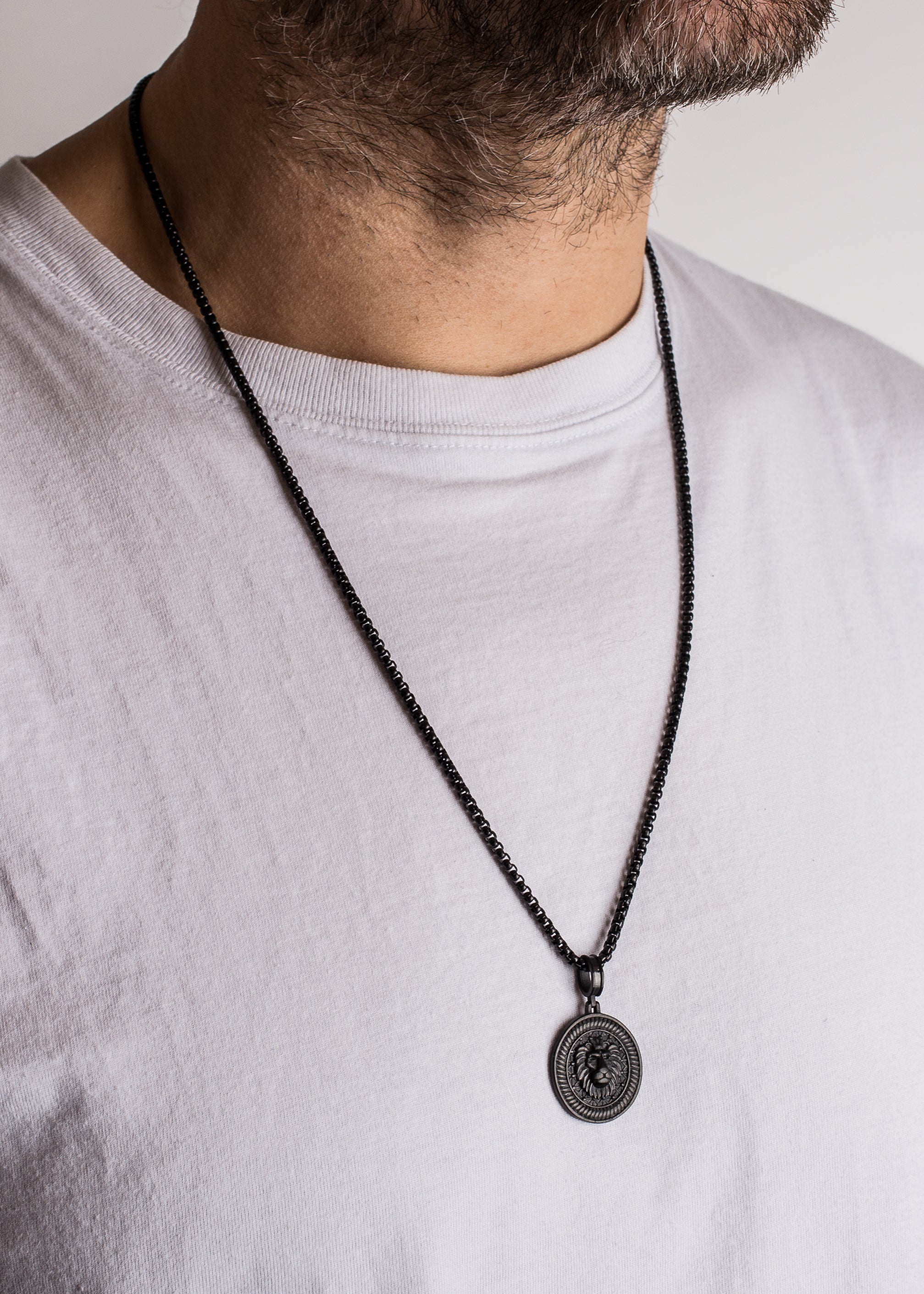Akitsune-Imperator-Pendant-Necklace-Matte-Black-70cm-Lion-Mens-4