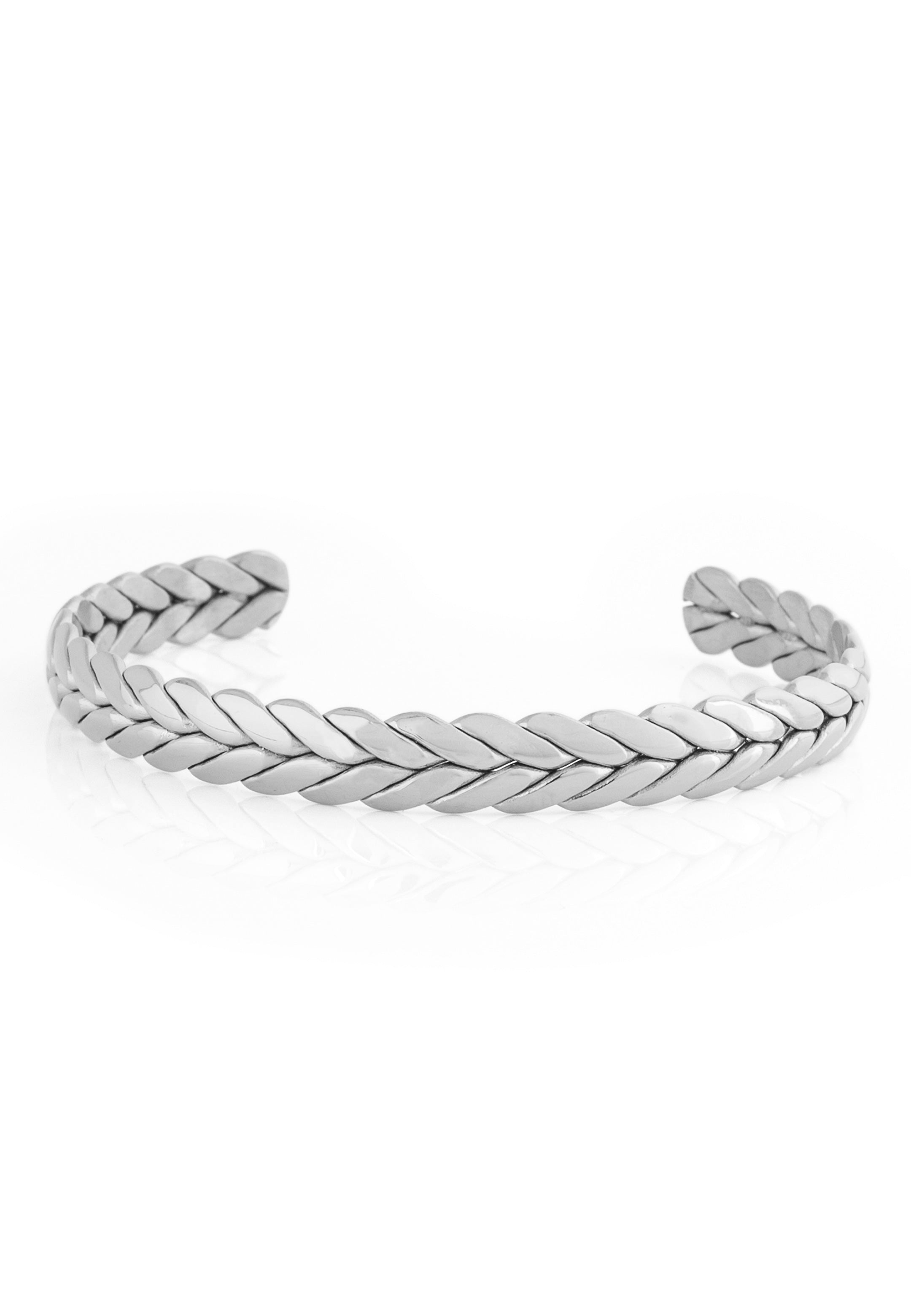 Akitsune Laurea Laurel Wreath Bangle - Silver Flat