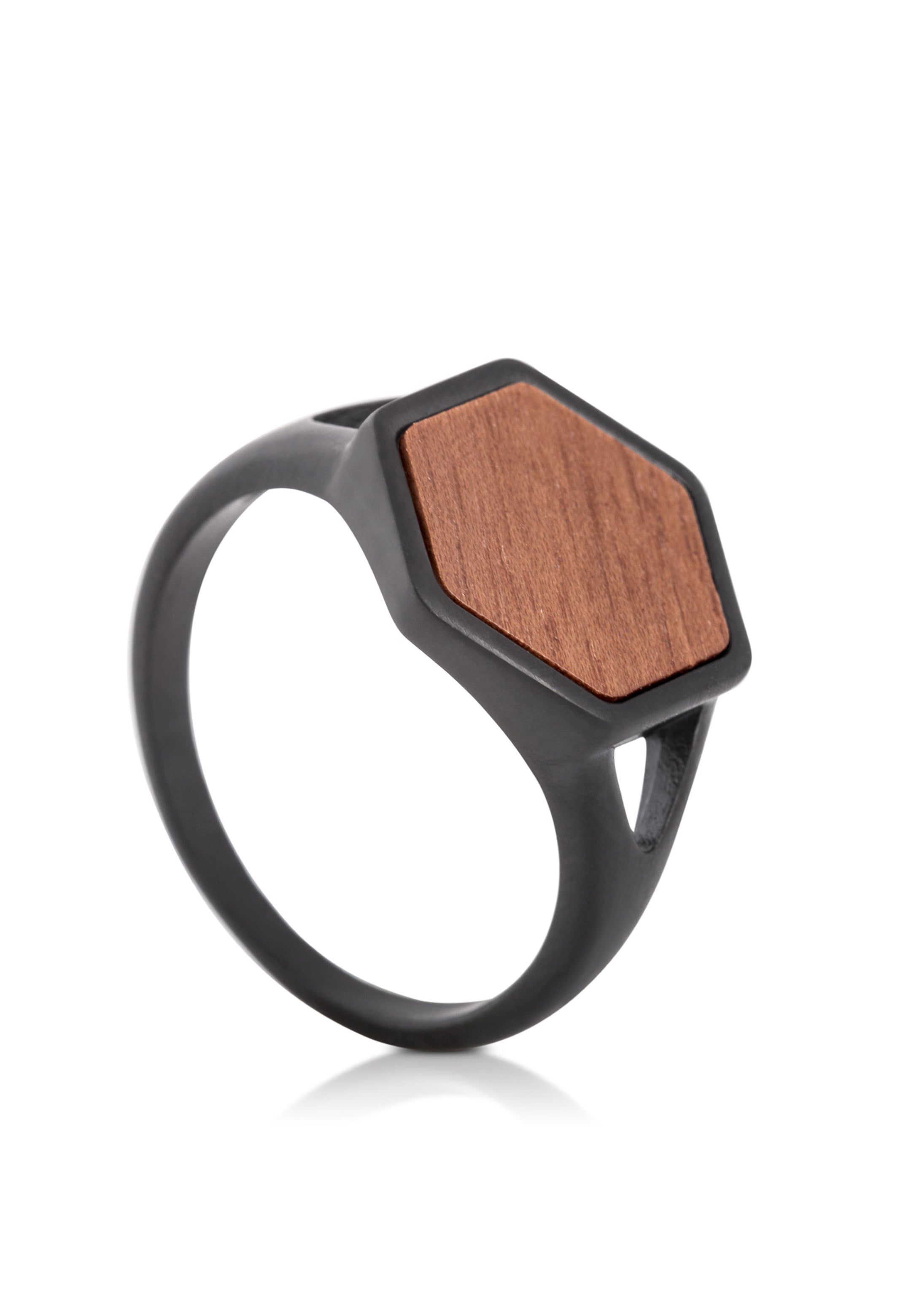 Akitsune Lignum Ring Black-Wood Mens Jewelry
