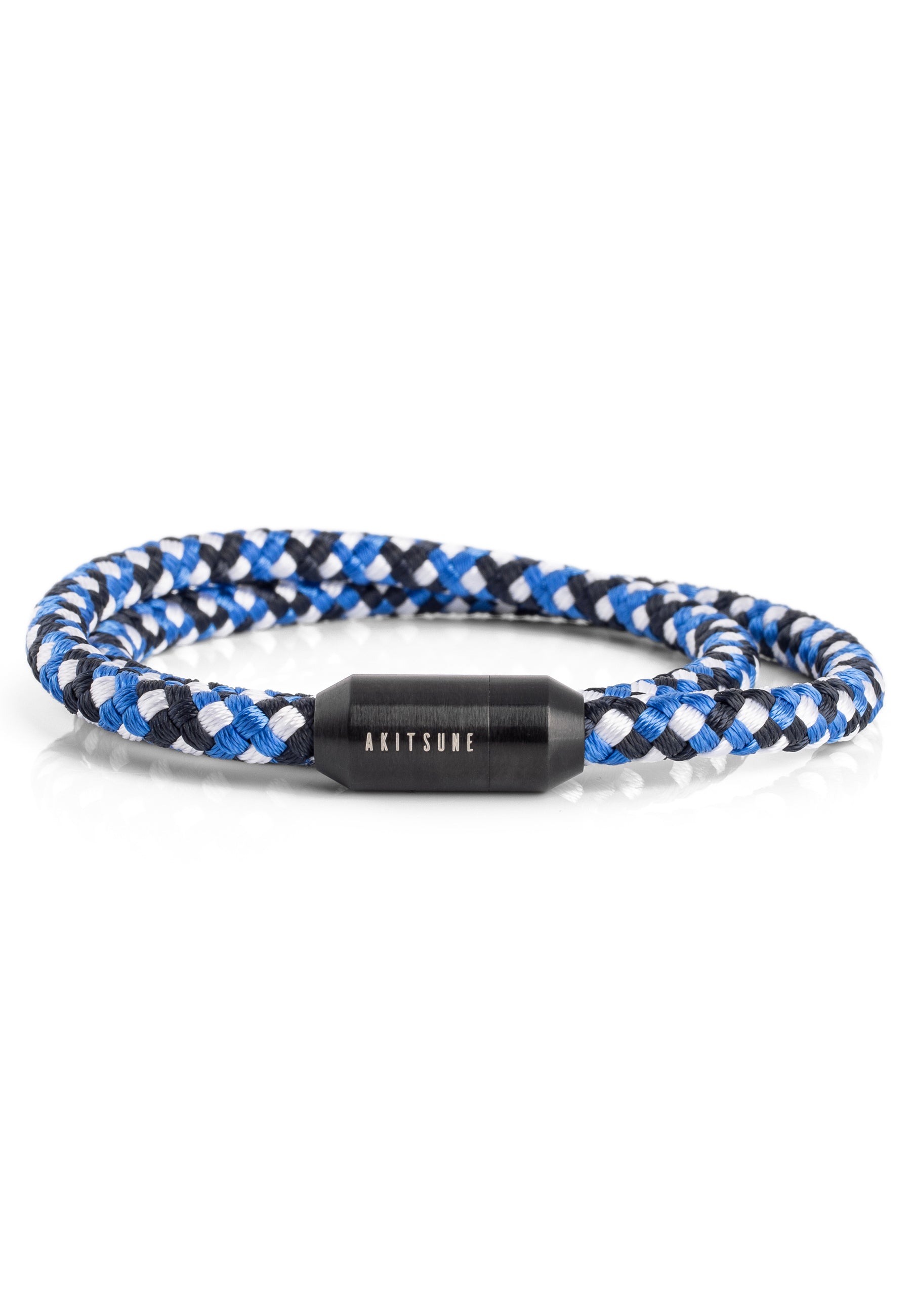 Akitsune-Mare-Nylon-Bracelet-Matte-Black-Blue-White-Front