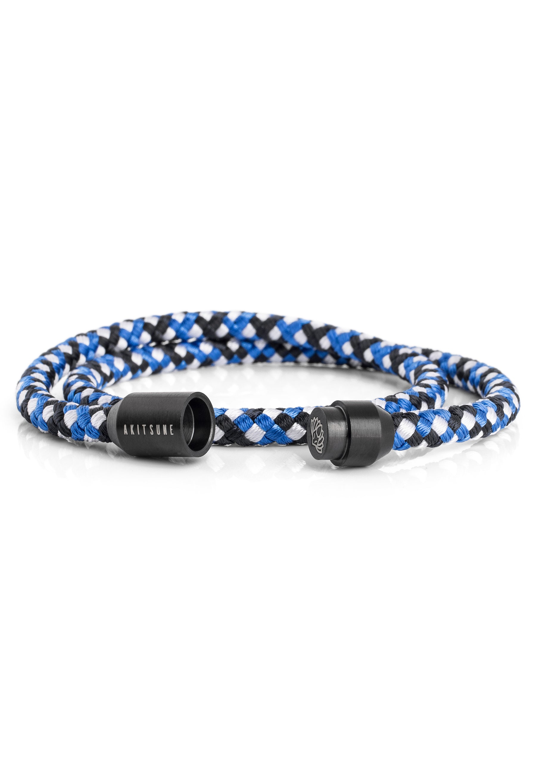 Akitsune-Mare-Nylon-Bracelet-Matte-Black-Blue-White-Open
