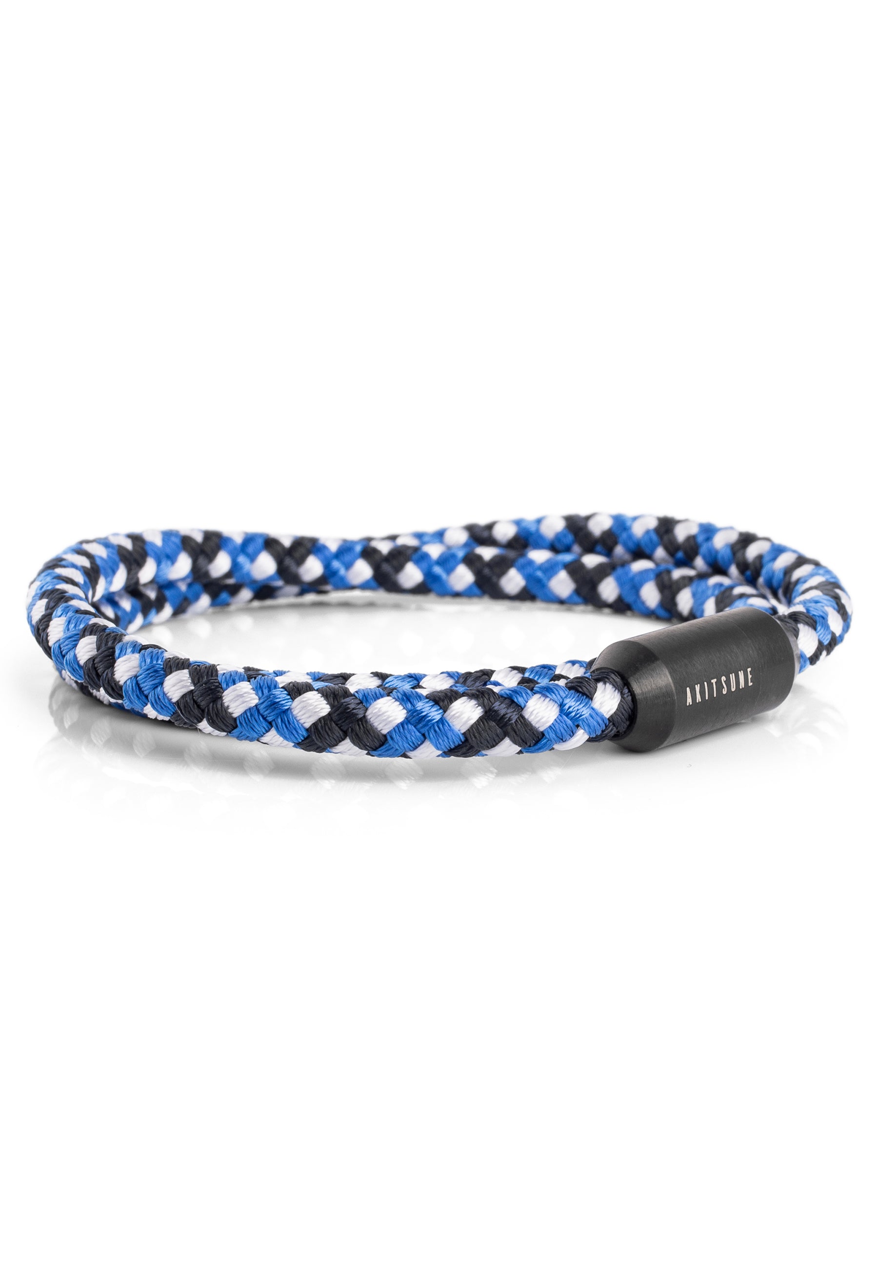 Akitsune-Mare-Nylon-Bracelet-Matte-Black-Blue-White-Side