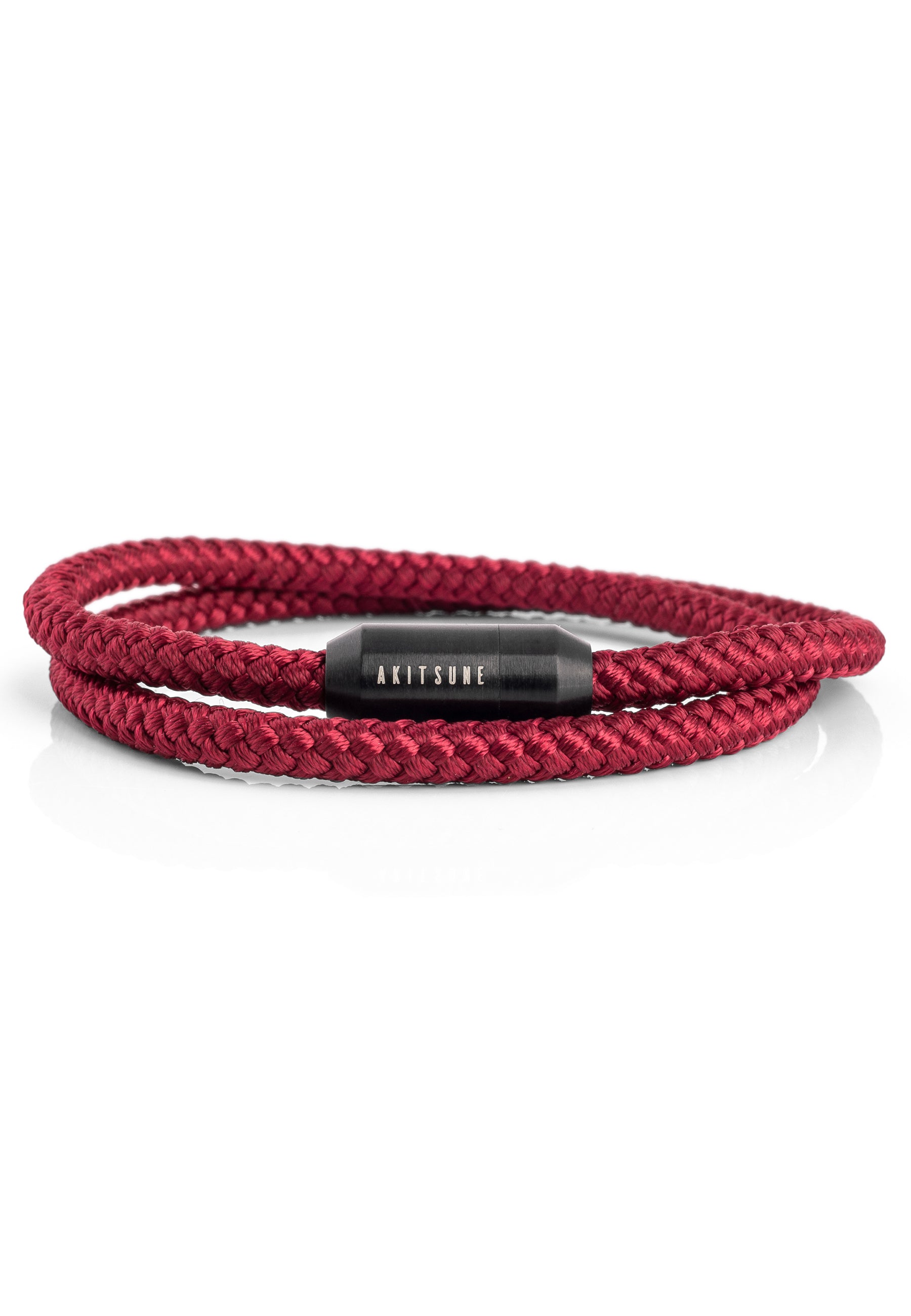 Akitsune-Mare-Nylon-Bracelet-Matte-Black-Maroon-Front