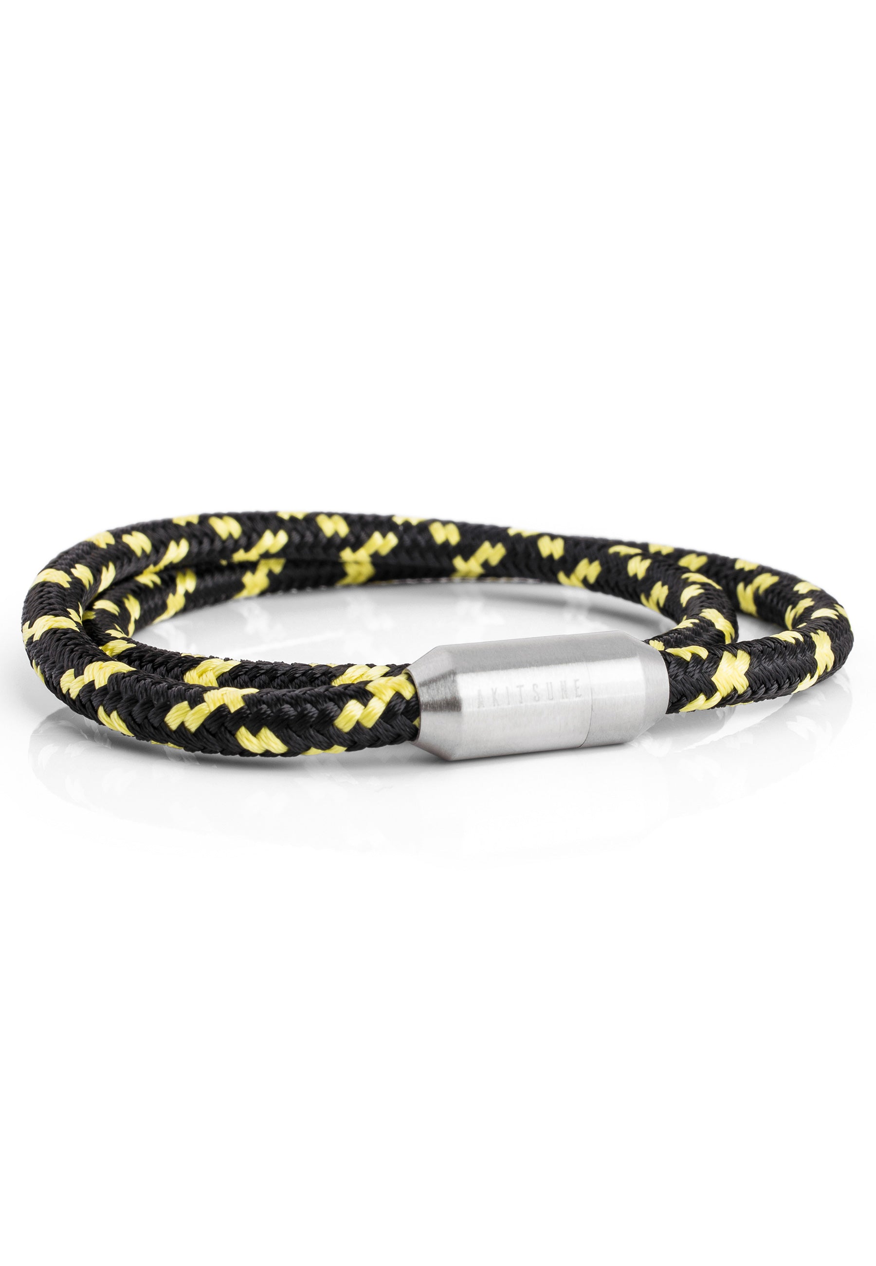 Akitsune-Mare-Nylon-Bracelet-Matte-Silver-Black-Yellow-Side