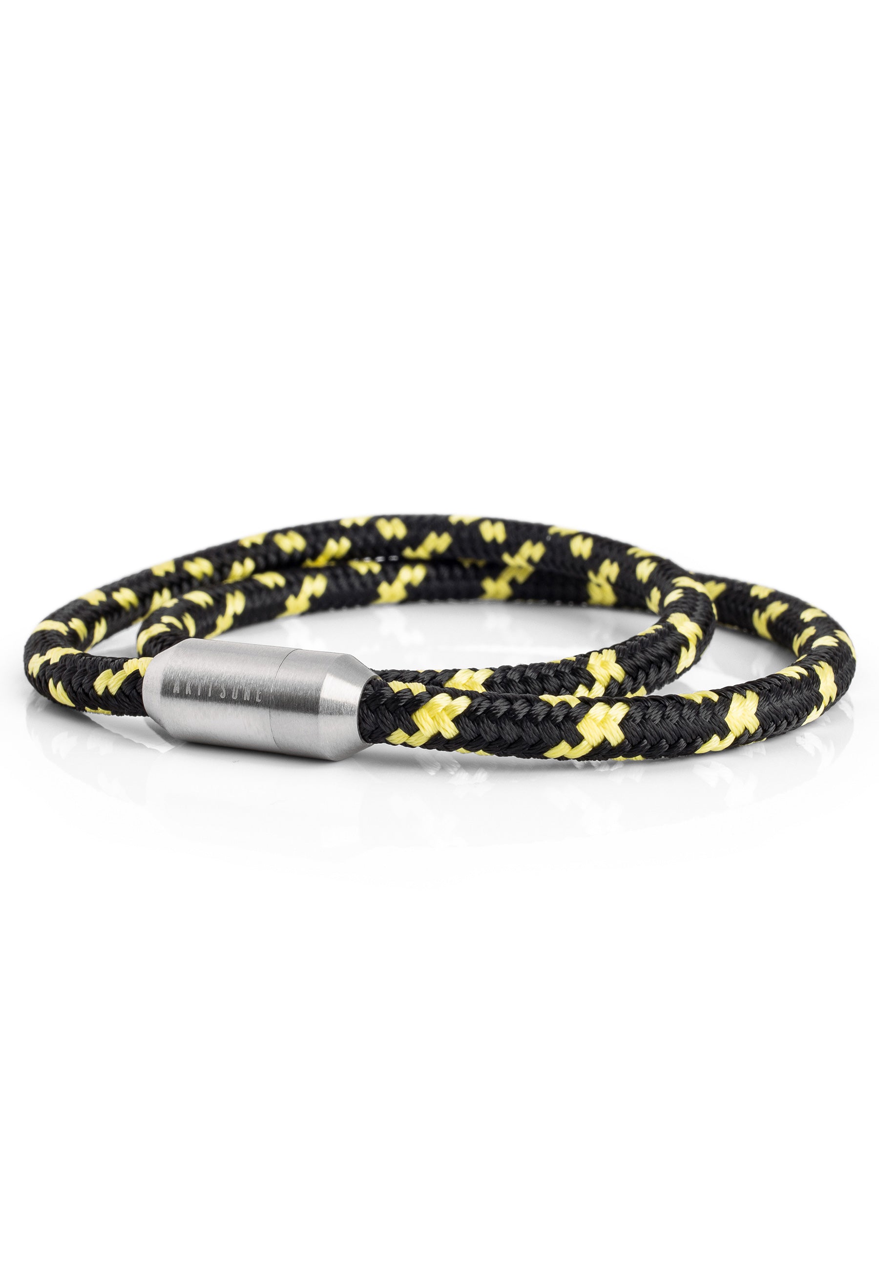 Akitsune-Mare-Nylon-Bracelet-Matte-Silver-Black-Yellow