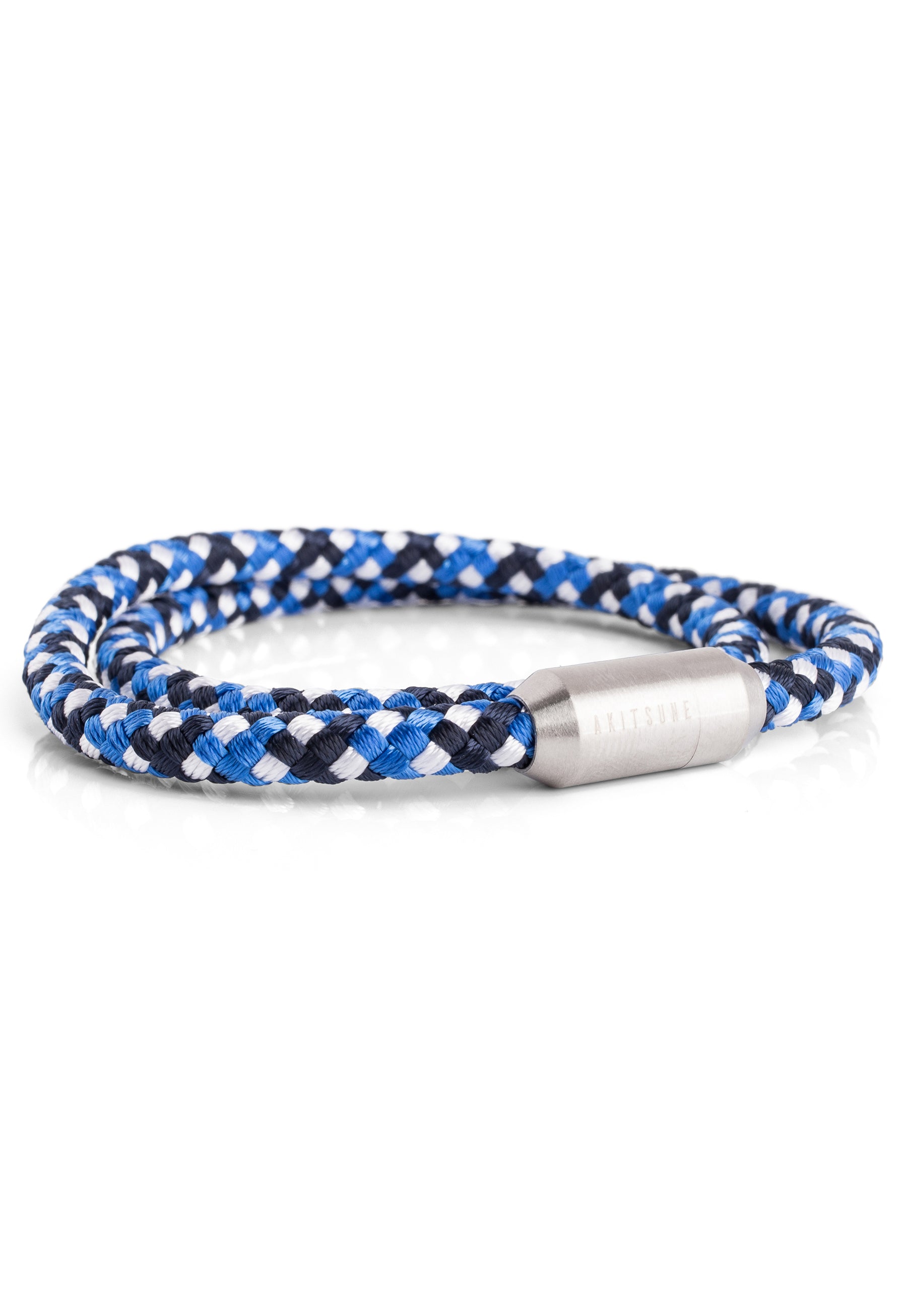 Akitsune-Mare-Nylon-Bracelet-Matte-Silver-Blue-White-Side