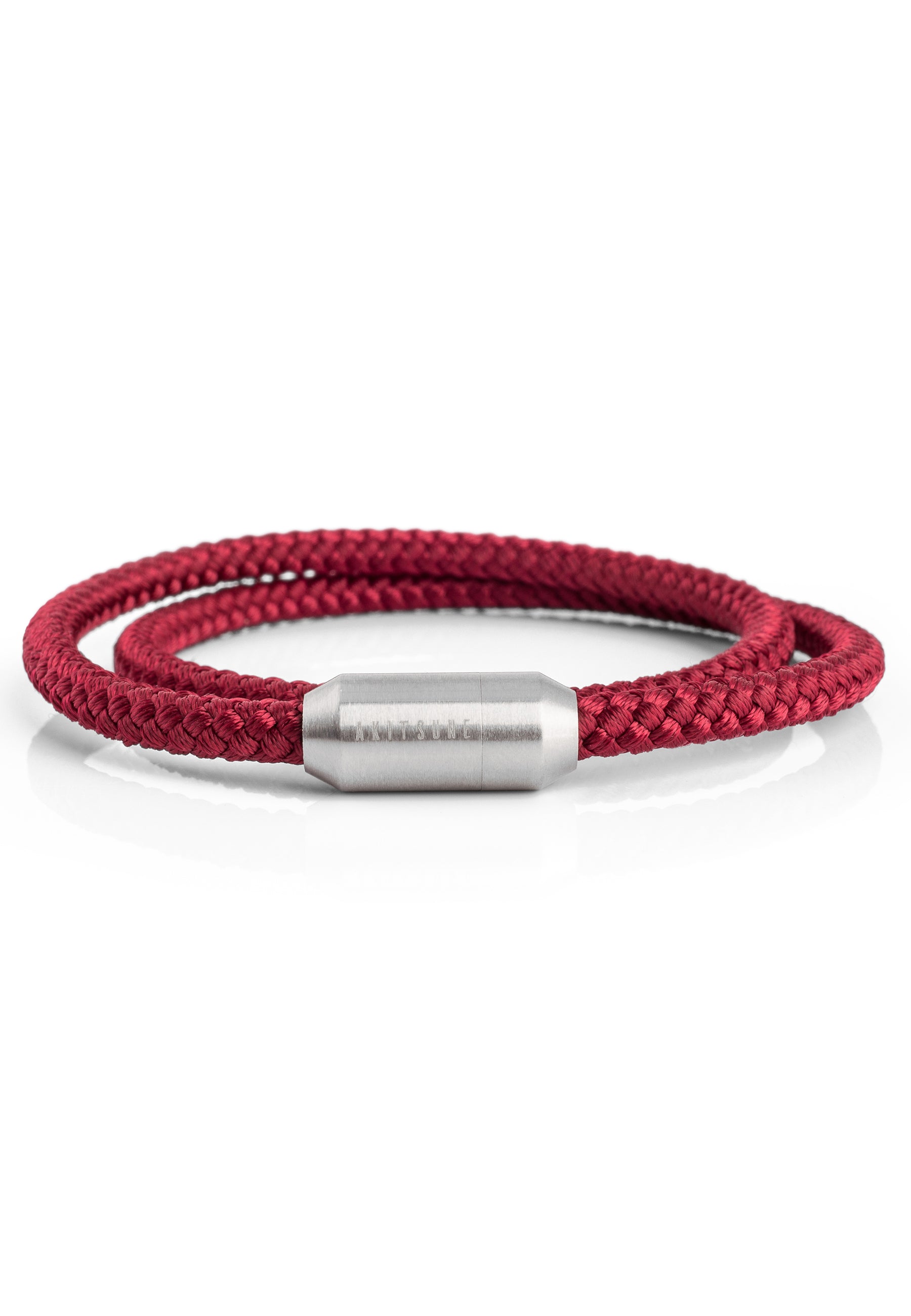 Akitsune-Mare-Nylon-Bracelet-Matte-Silver-Maroon-Front