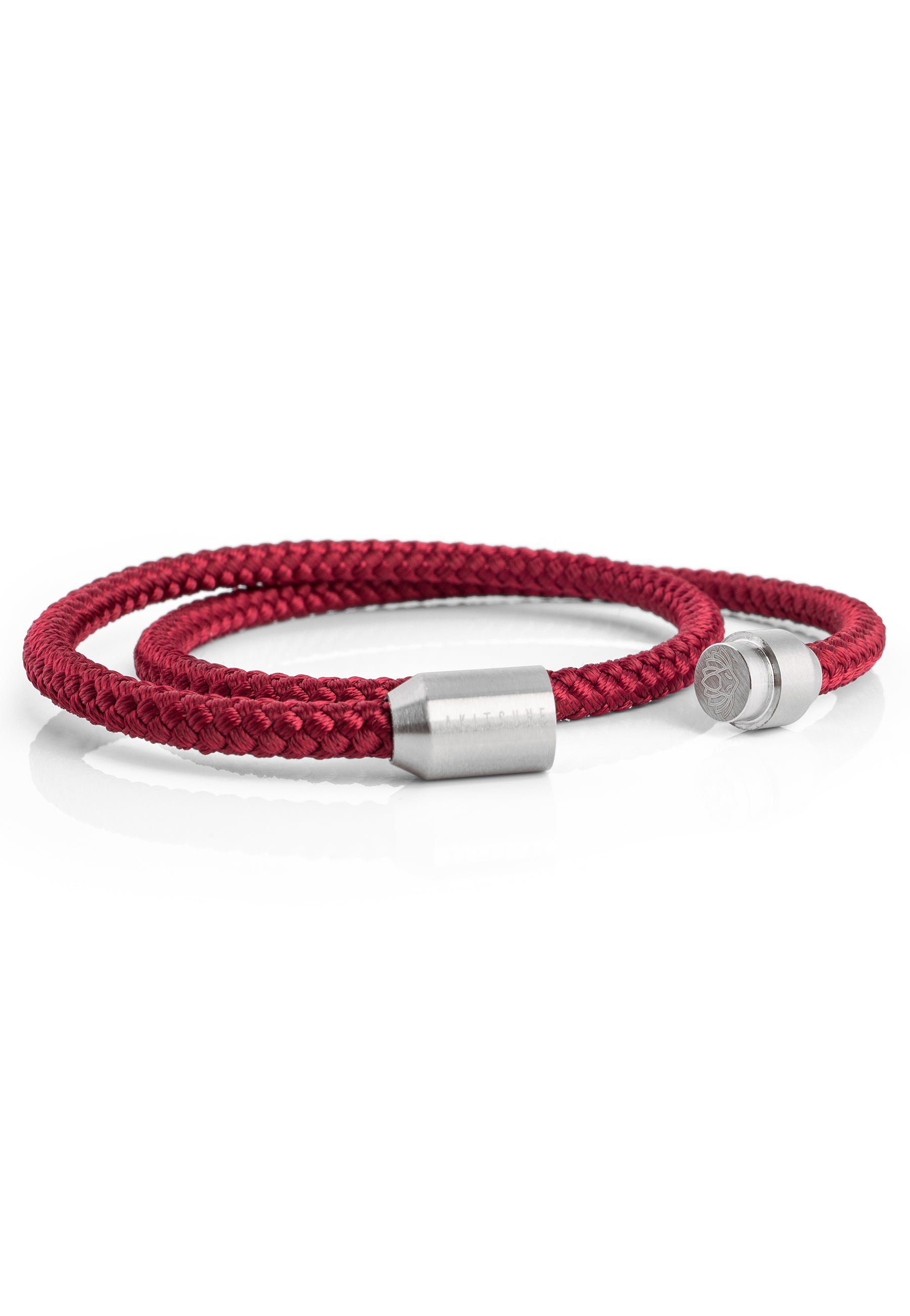 Akitsune-Mare-Nylon-Bracelet-Matte-Silver-Maroon-Magnetic