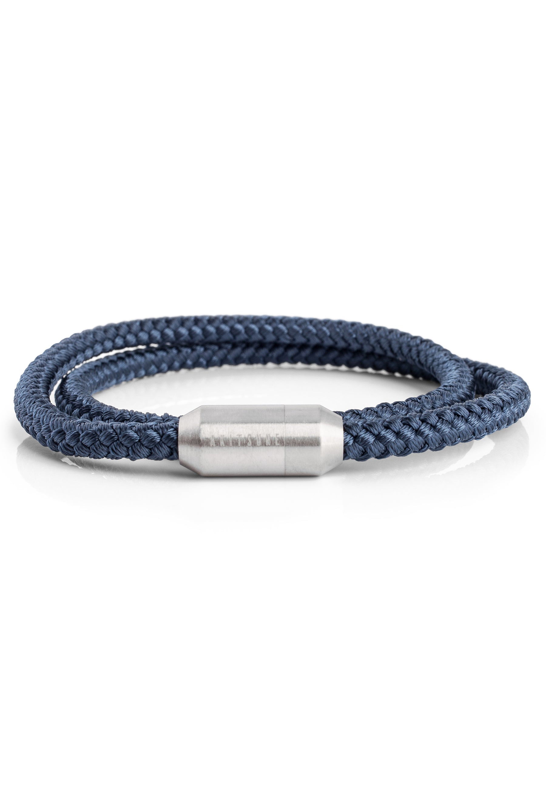 Akitsune-Mare-Nylon-Bracelet-Matte-Silver-Navyblue-Front