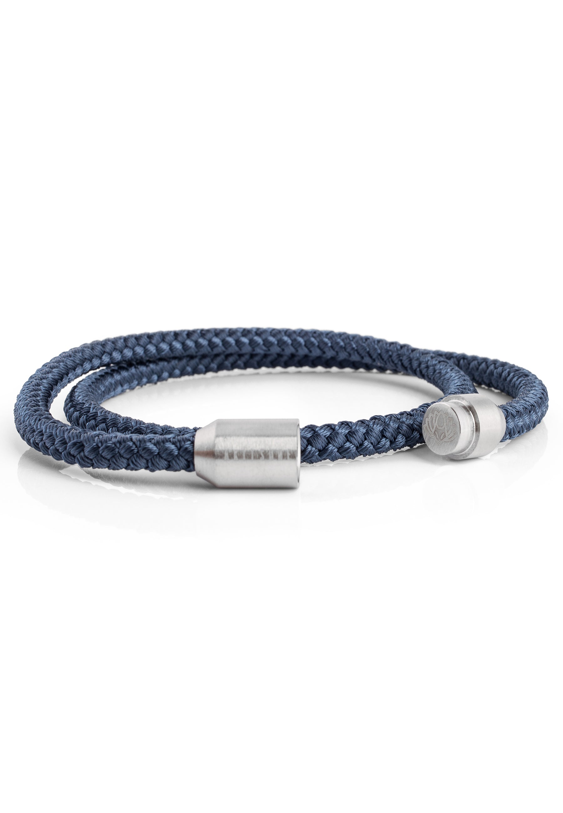 Akitsune-Mare-Nylon-Bracelet-Matte-Silver-Navyblue-Magnetic