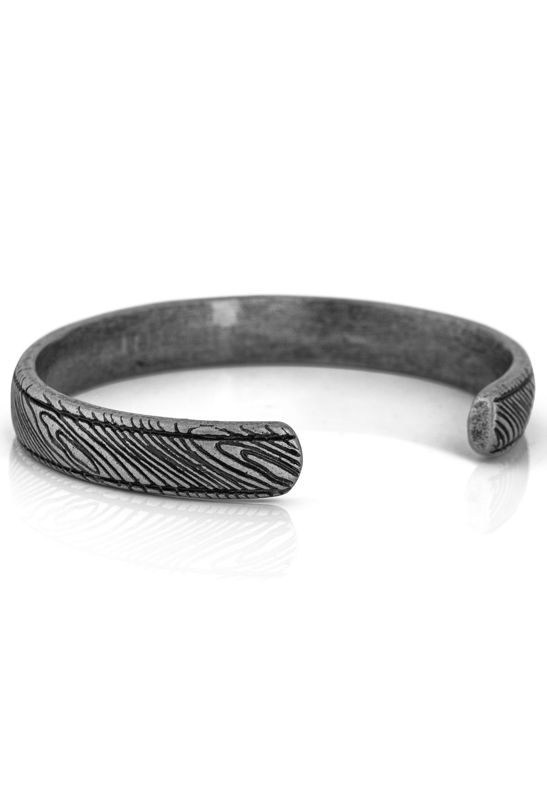 Akitsune-Orbis-Bangle-Damascus-Style-Bracelet-Antique-Silver-Side