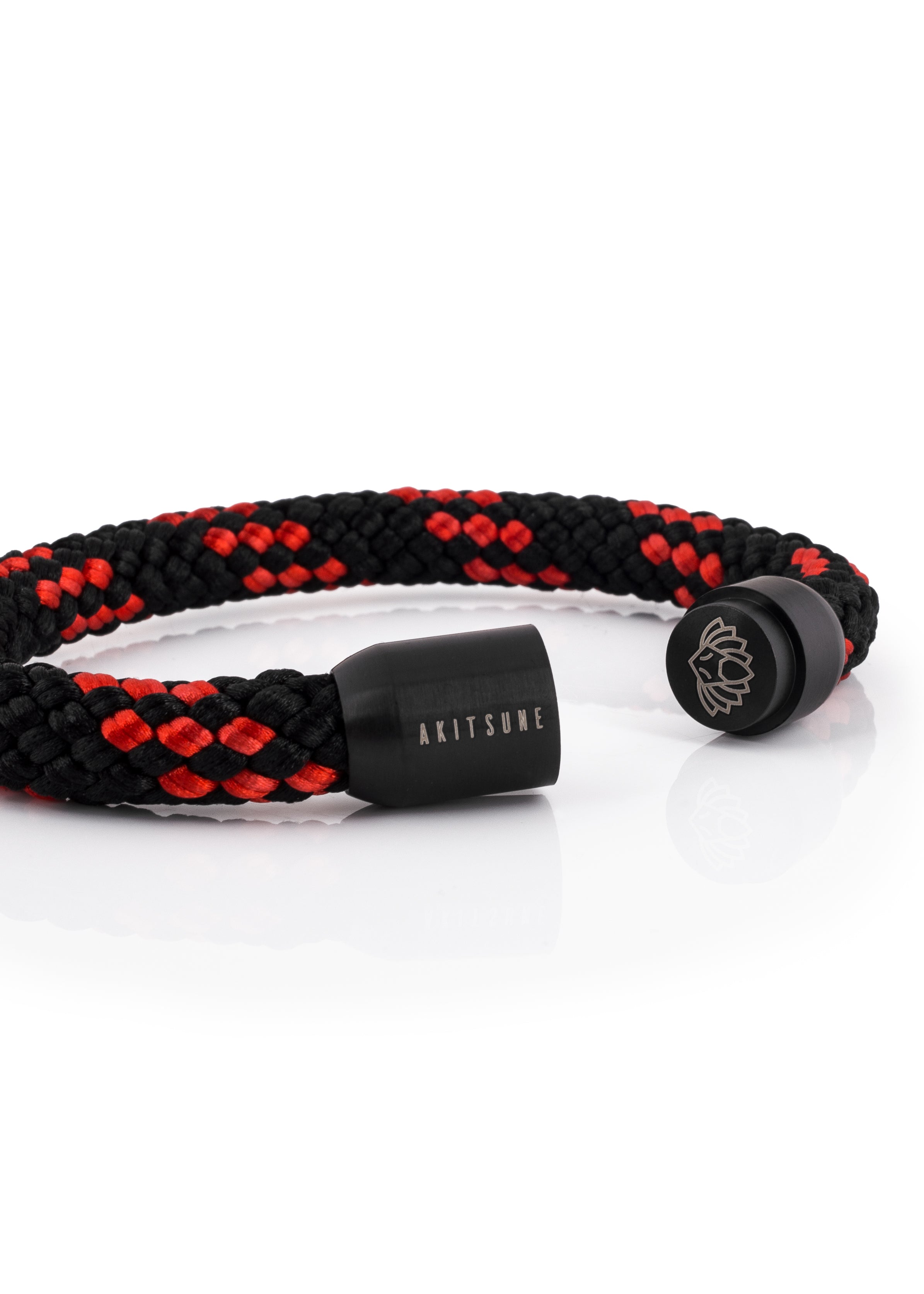 Akitsune-Portus-Nautical-Bracelet-Black-Black-Red-Open