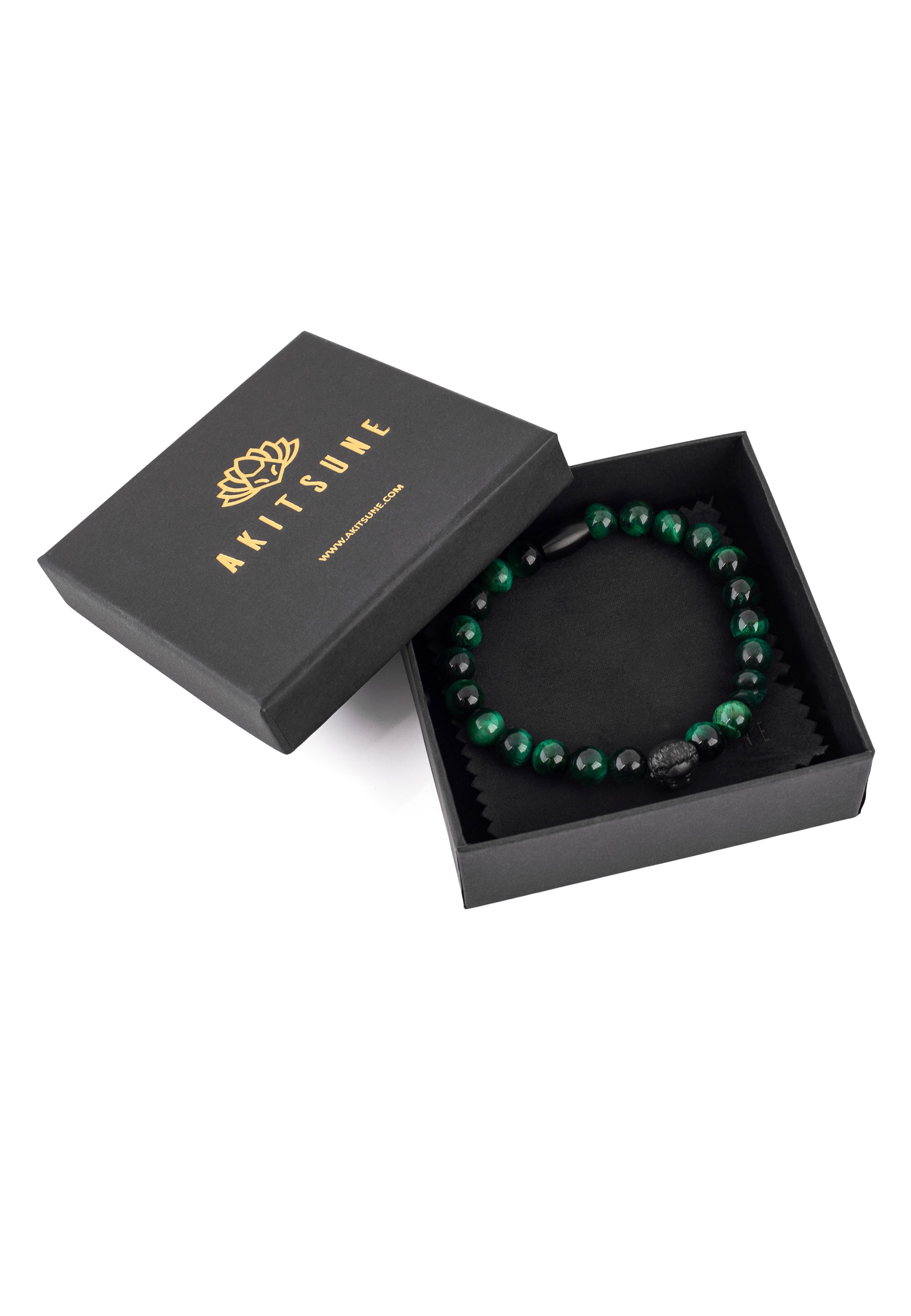 Akitsune-Regis-Beaded-Bracelet-Mens-Beads-Lion-Tiger-Eye-Green-Packaging