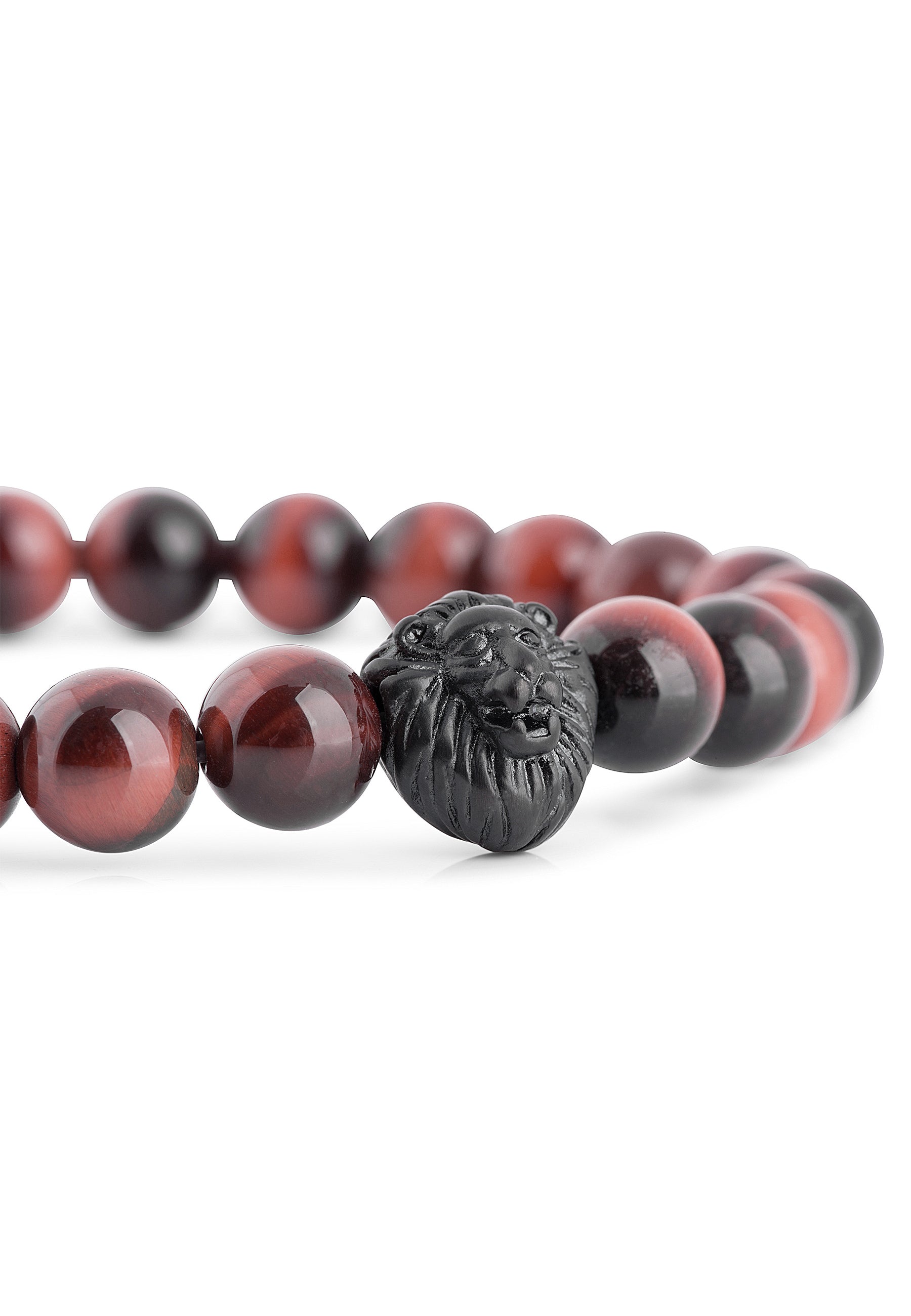 Akitsune-Regis-Beaded-Bracelet-Mens-Beads-Lion-Tiger-Eye-Red-Side-Head-Detail