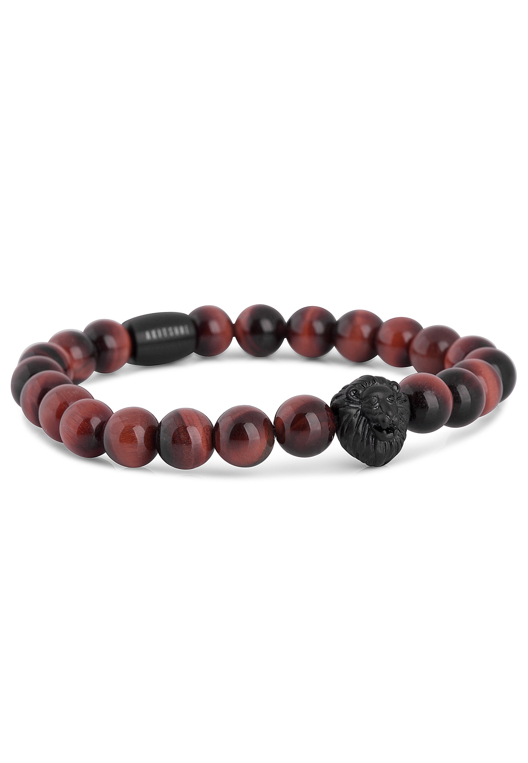 Akitsune-Regis-Beaded-Bracelet-Mens-Beads-Lion-Tiger-Eye-Red