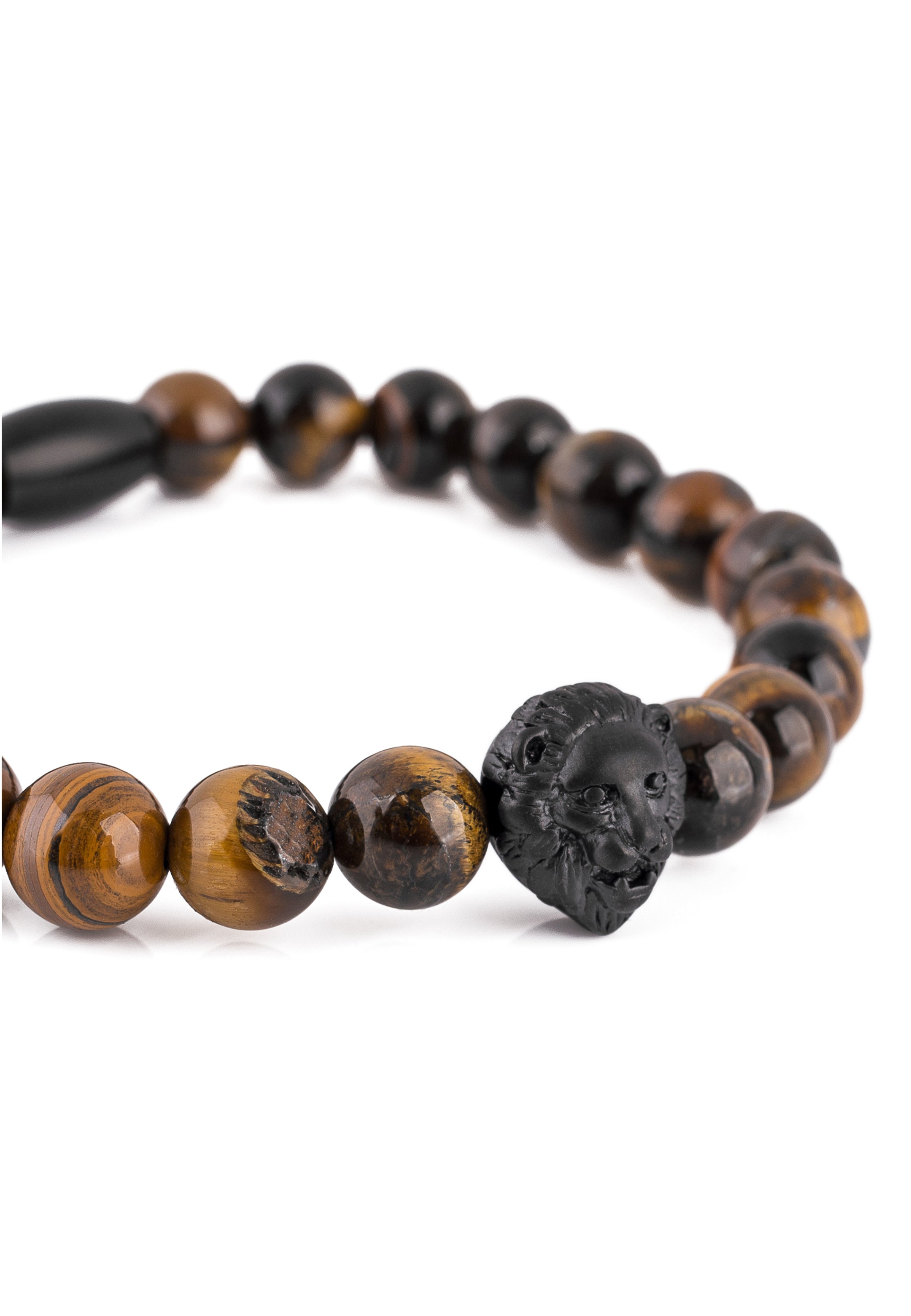 Akitsune-Regis-Beaded-Bracelet-Mens-Beads-Lion-Tiger-Eye-Yellow-Side-Head-Detail