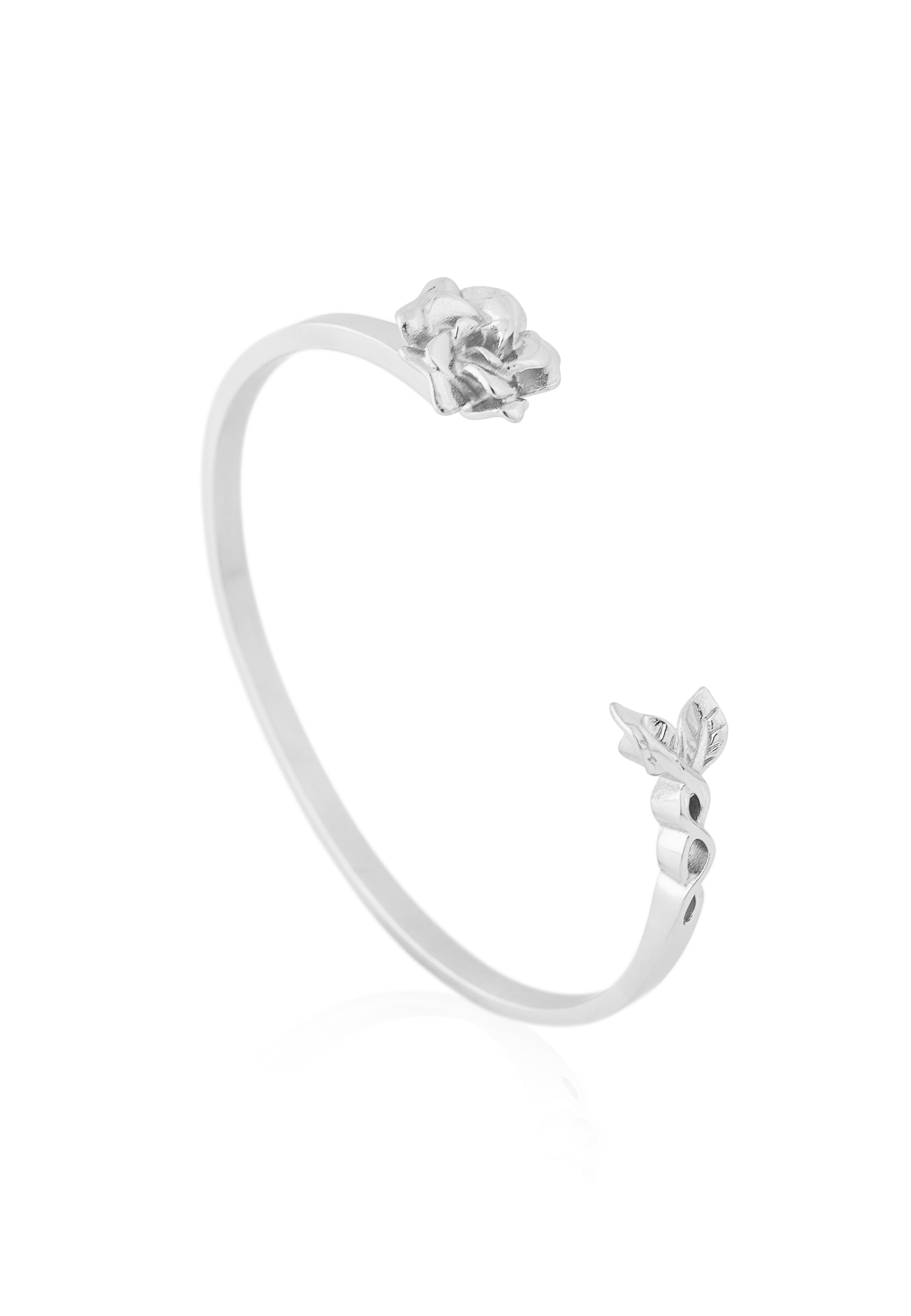 Akitsune-Rosa-Bangle-Bracelet-Silver-Floral-Slim-6