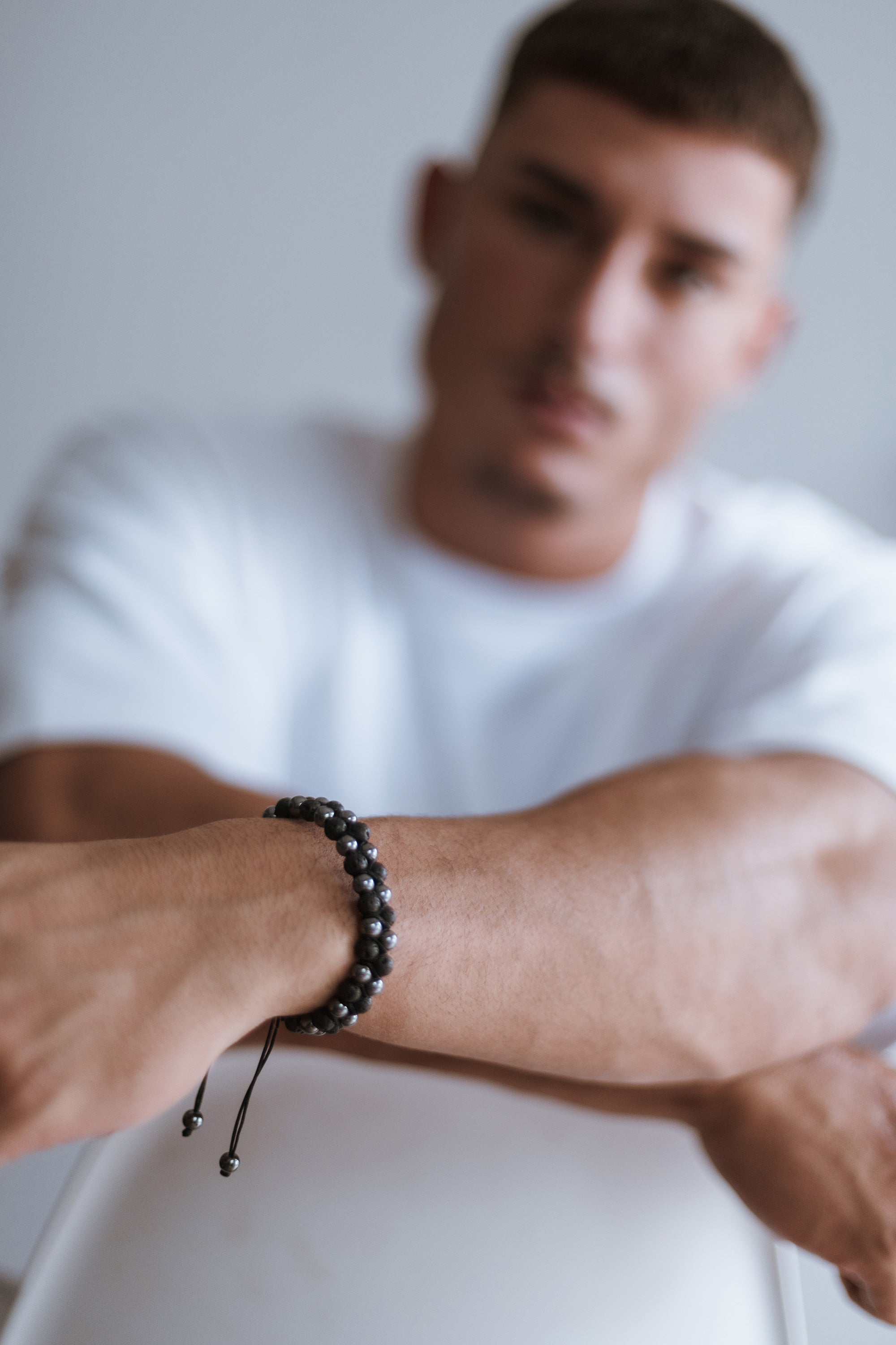 Akitsune-Sensei-Beaded-Bracelet-Hematite-Lava-stone-Model-4