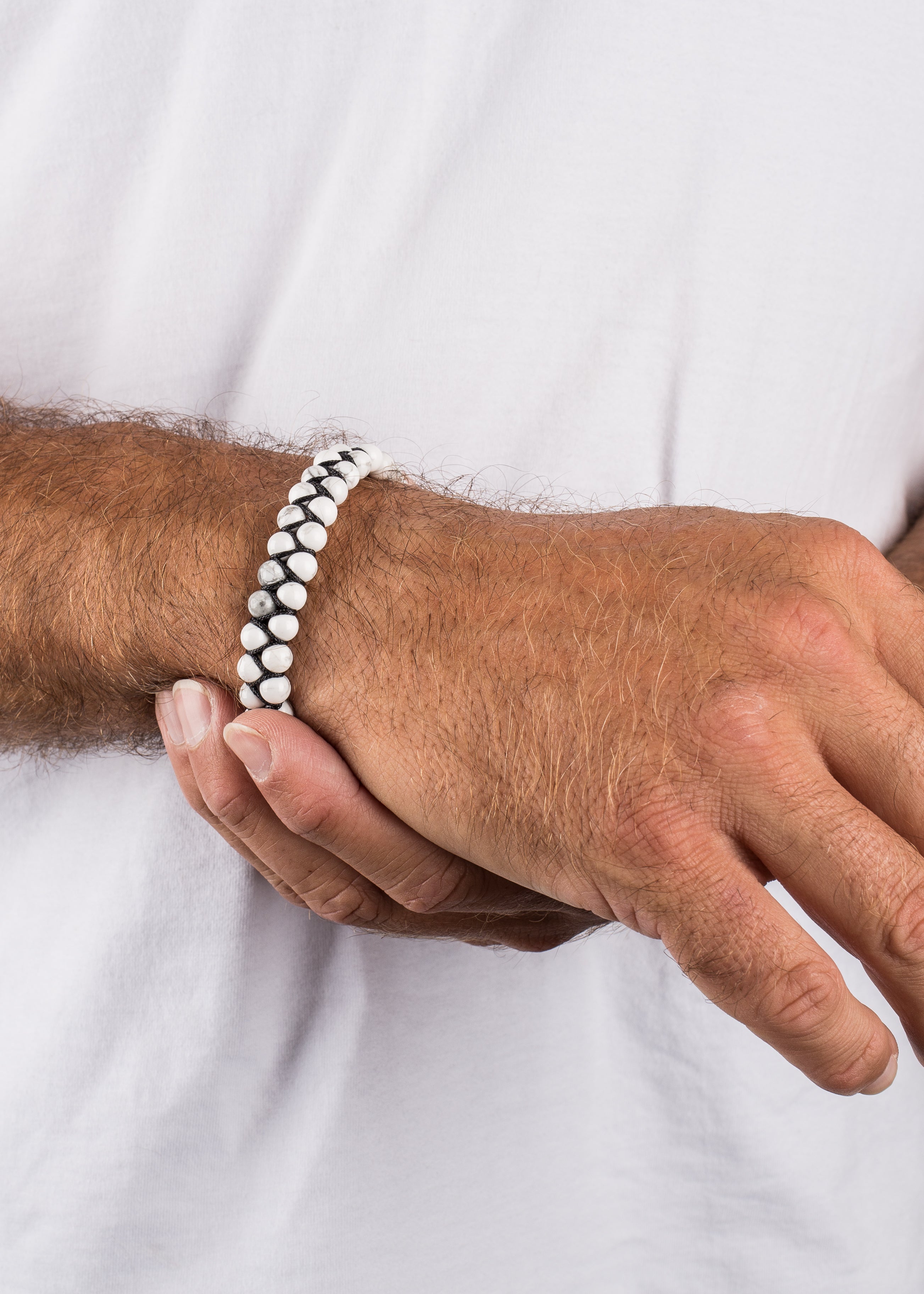 Akitsune-Sensei-Beaded-Bracelet-Marble-White-Model-2