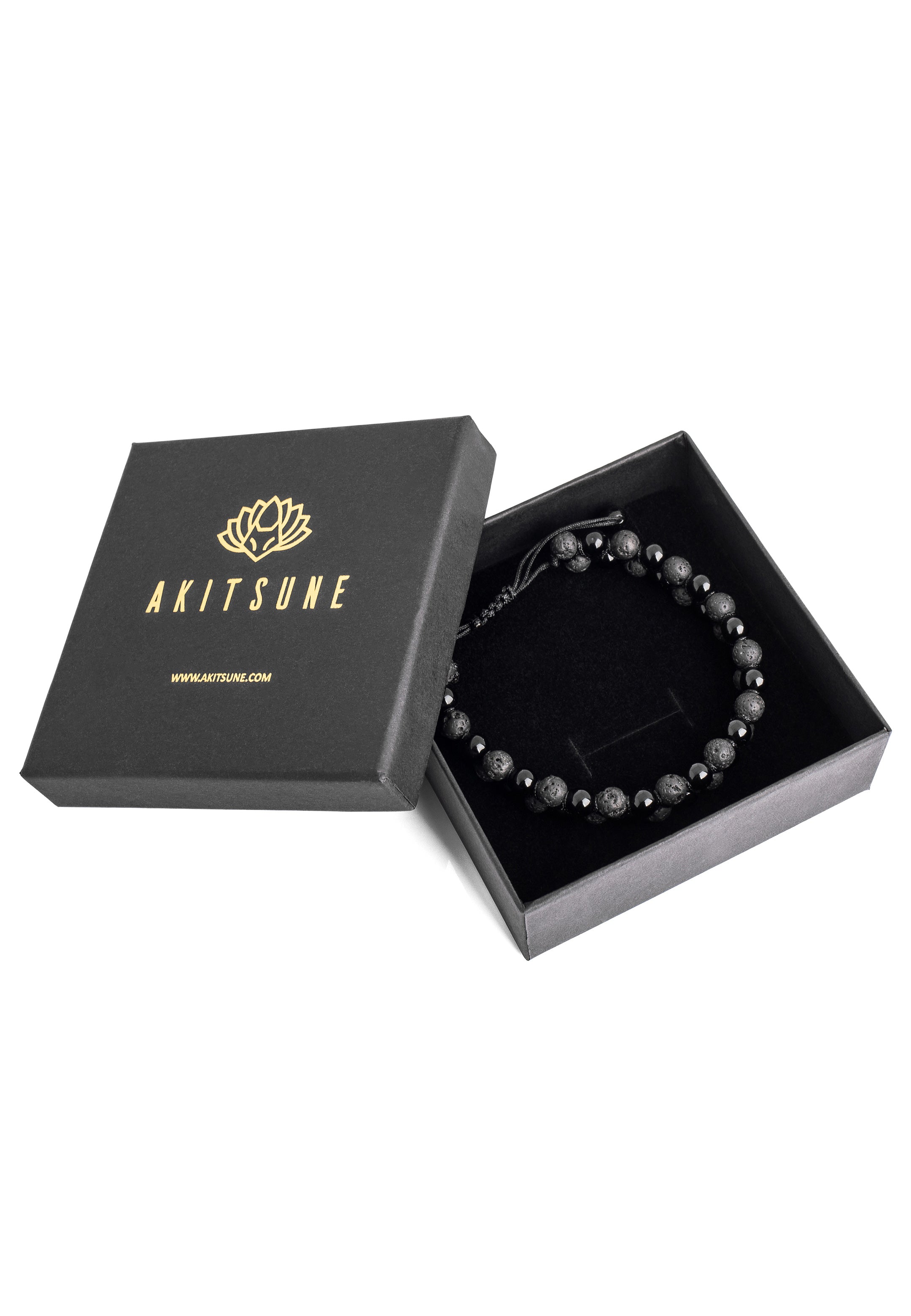 Akitsune-Sensei-Beaded-Bracelet-Onyx-Lava-stone-Gift-Box
