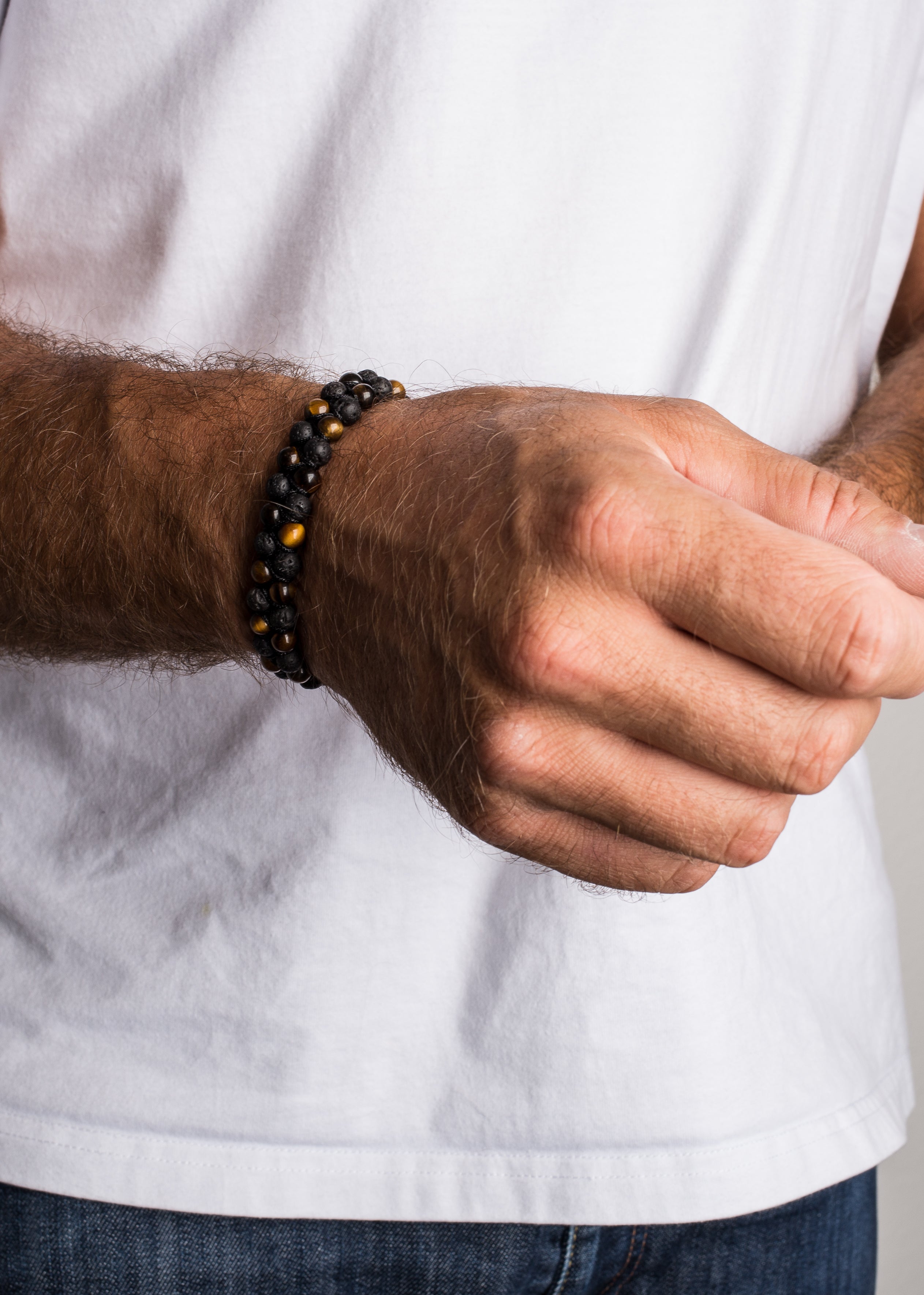 Akitsune-Sensei-Beaded-Bracelet-Tiger-Eye-Yellow-Lava-stone-Model-2