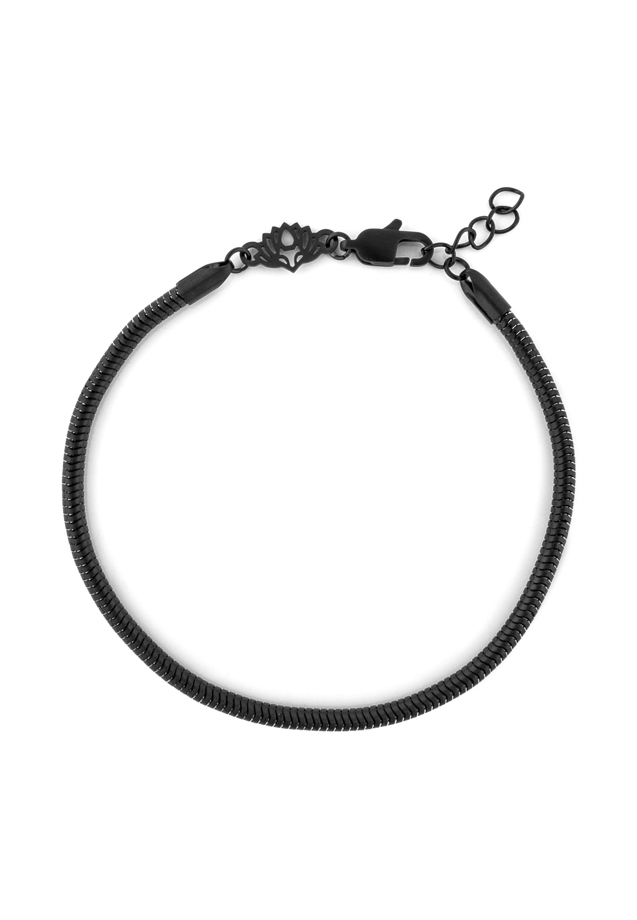 Akitsune-Serpent-Snake-Chain-Link-Bracelet-Matte-Black-3-mm-Full-1