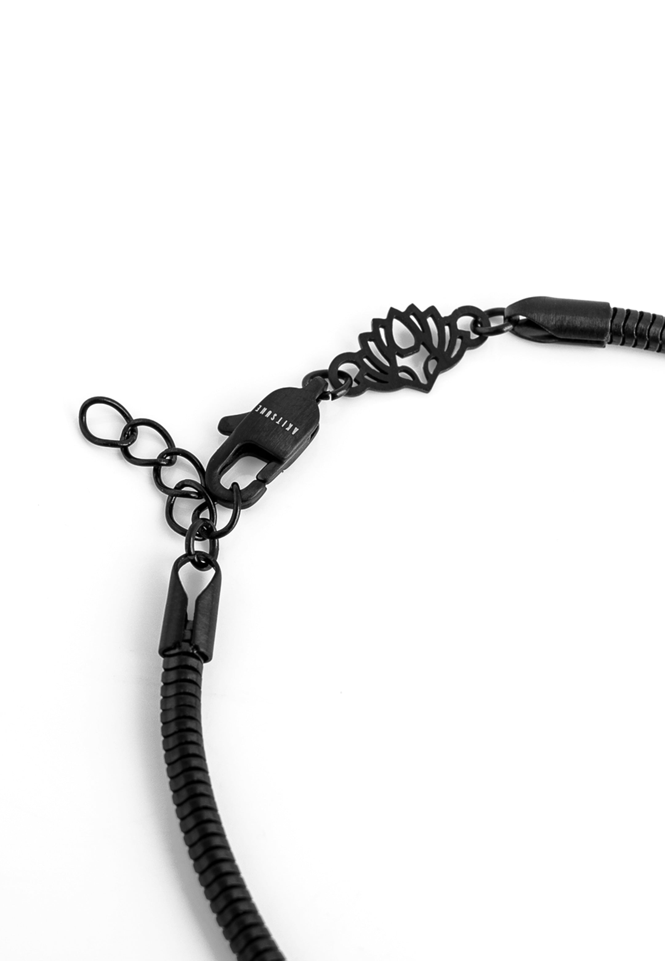 Akitsune-Serpent-Snake-Chain-Link-Bracelet-Matte-Black-3-mm-Full