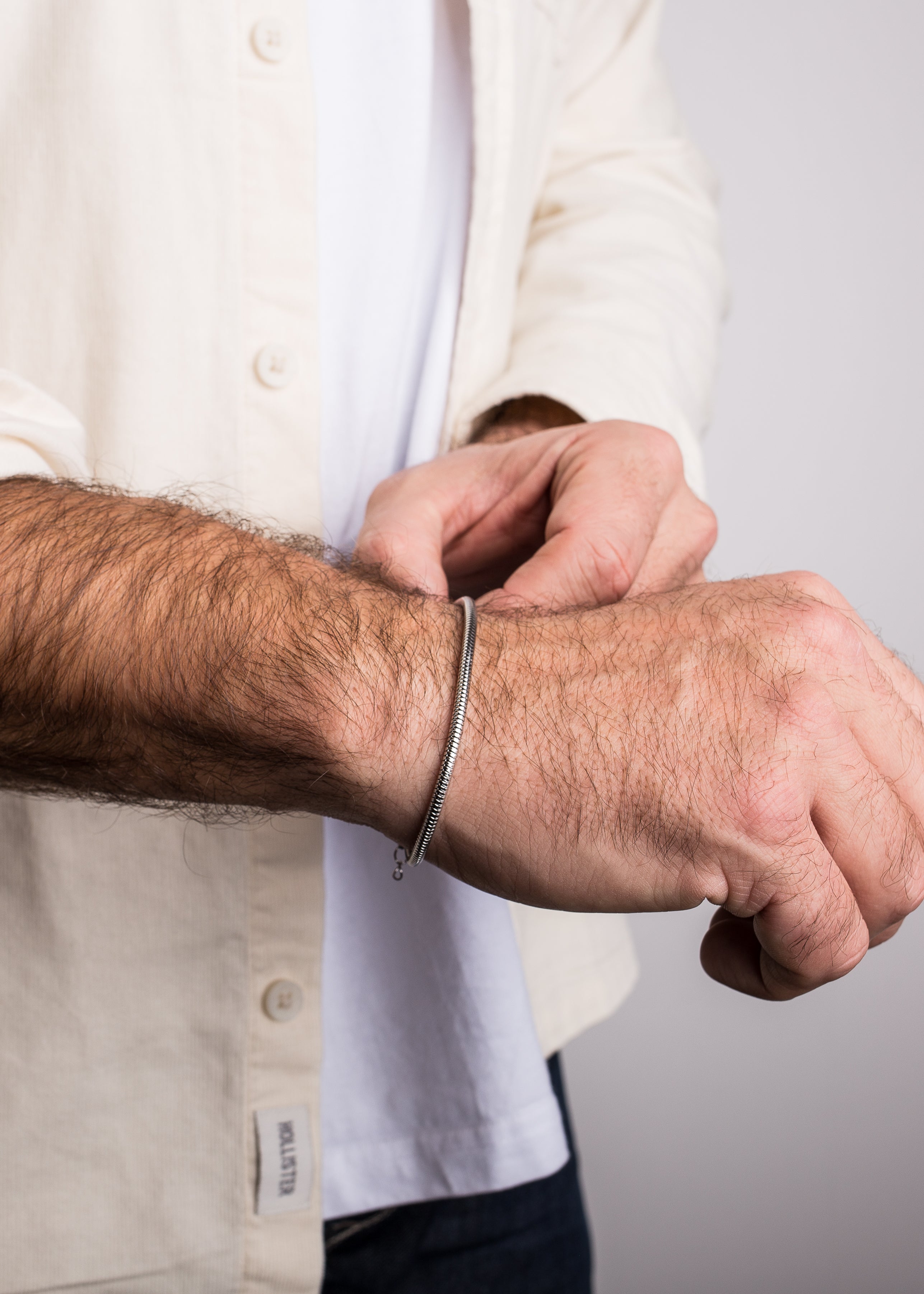 Akitsune-Serpent-Snake-Chain-Link-Bracelet-Silver-3-mm-Full-Model