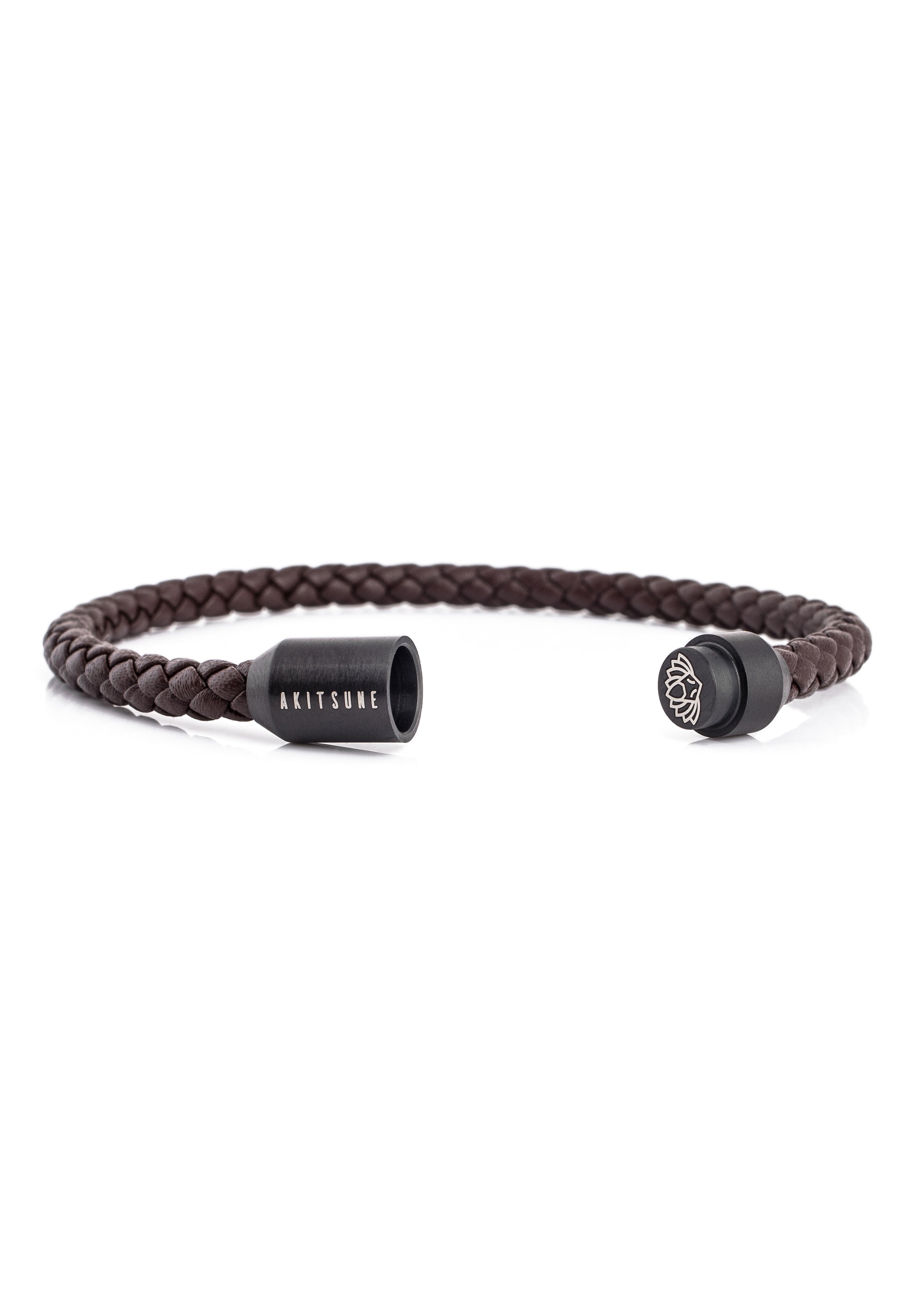 Akitsune-Silva-Leather-Bracelet-Black-Brown-Open