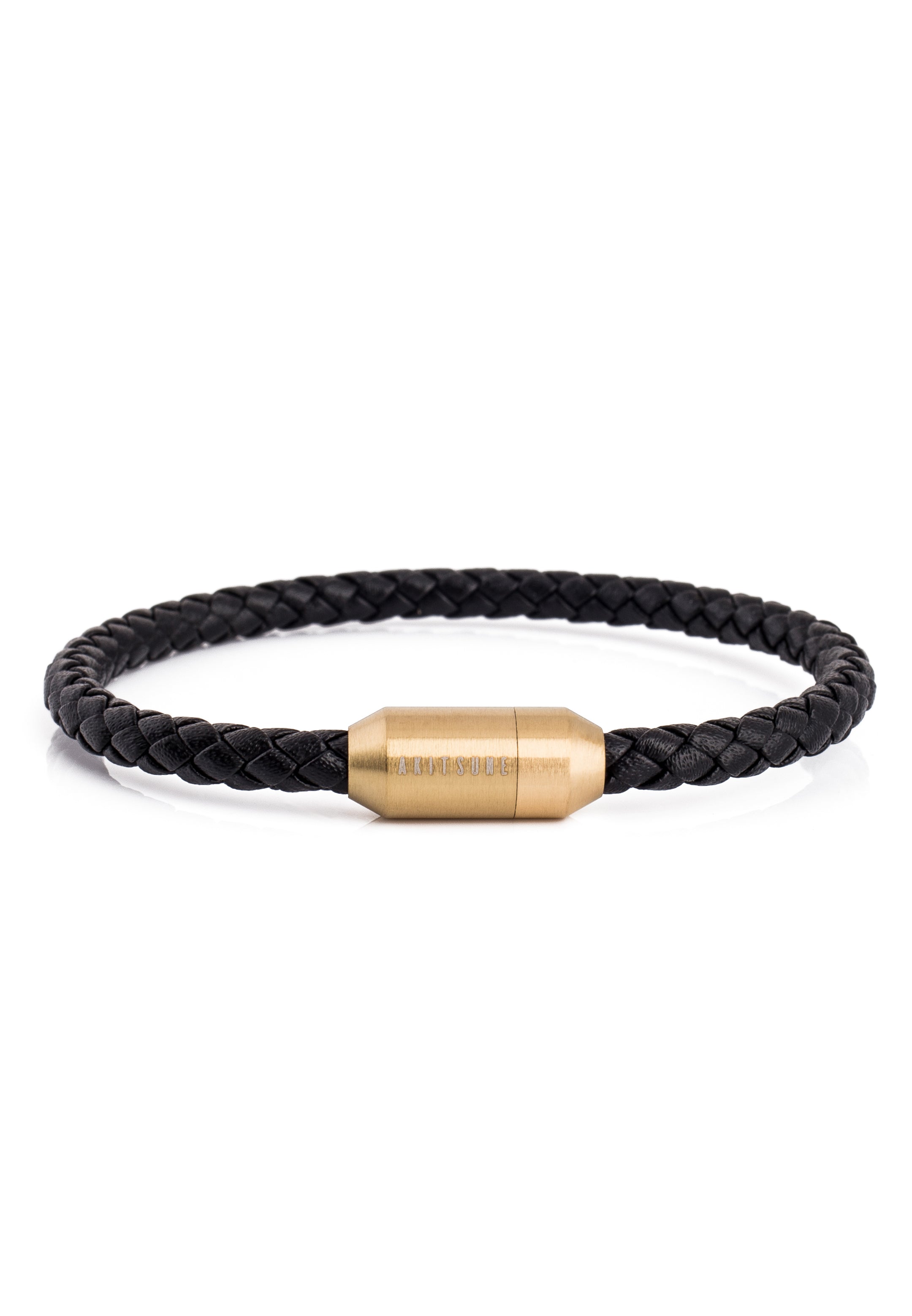 Akitsune-Silva-Leather-Bracelet-Gold-Black-Front